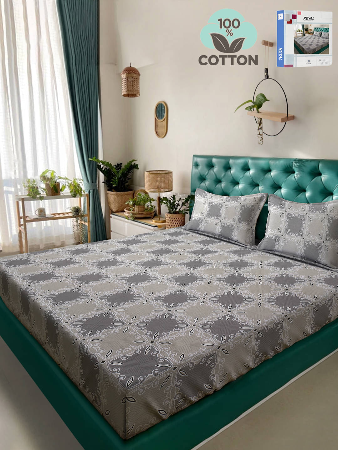 Klotthe Cotton 1 Double Bedsheet with 2 Pillow Covers ( Grey ) Klotthe Cotton 1 Double Bedsheet with 2 Pillow Covers ( Grey )