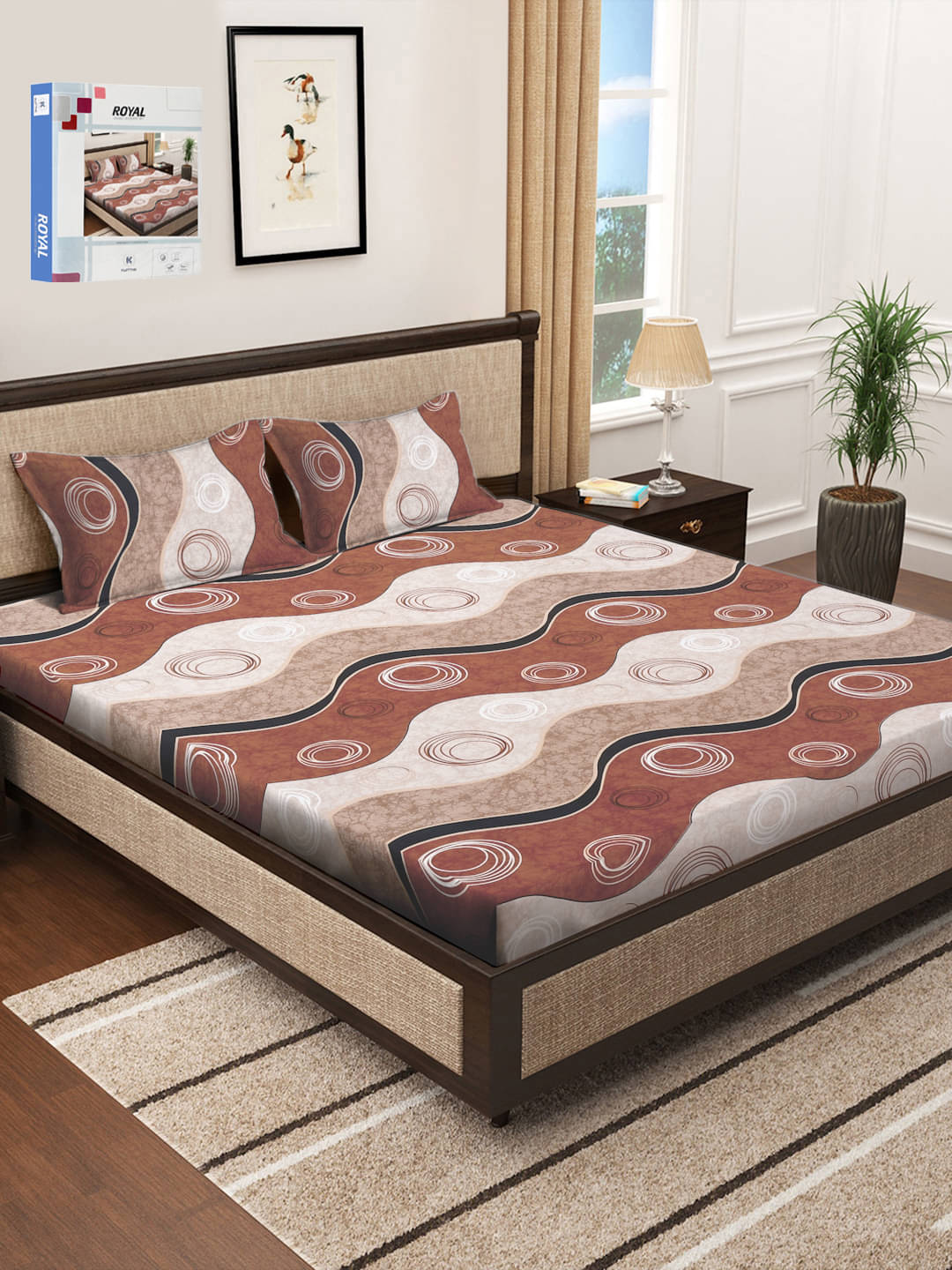     			Klotthe Poly Cotton 1 Double Bedsheet with 2 Pillow Covers ( Multicolor )