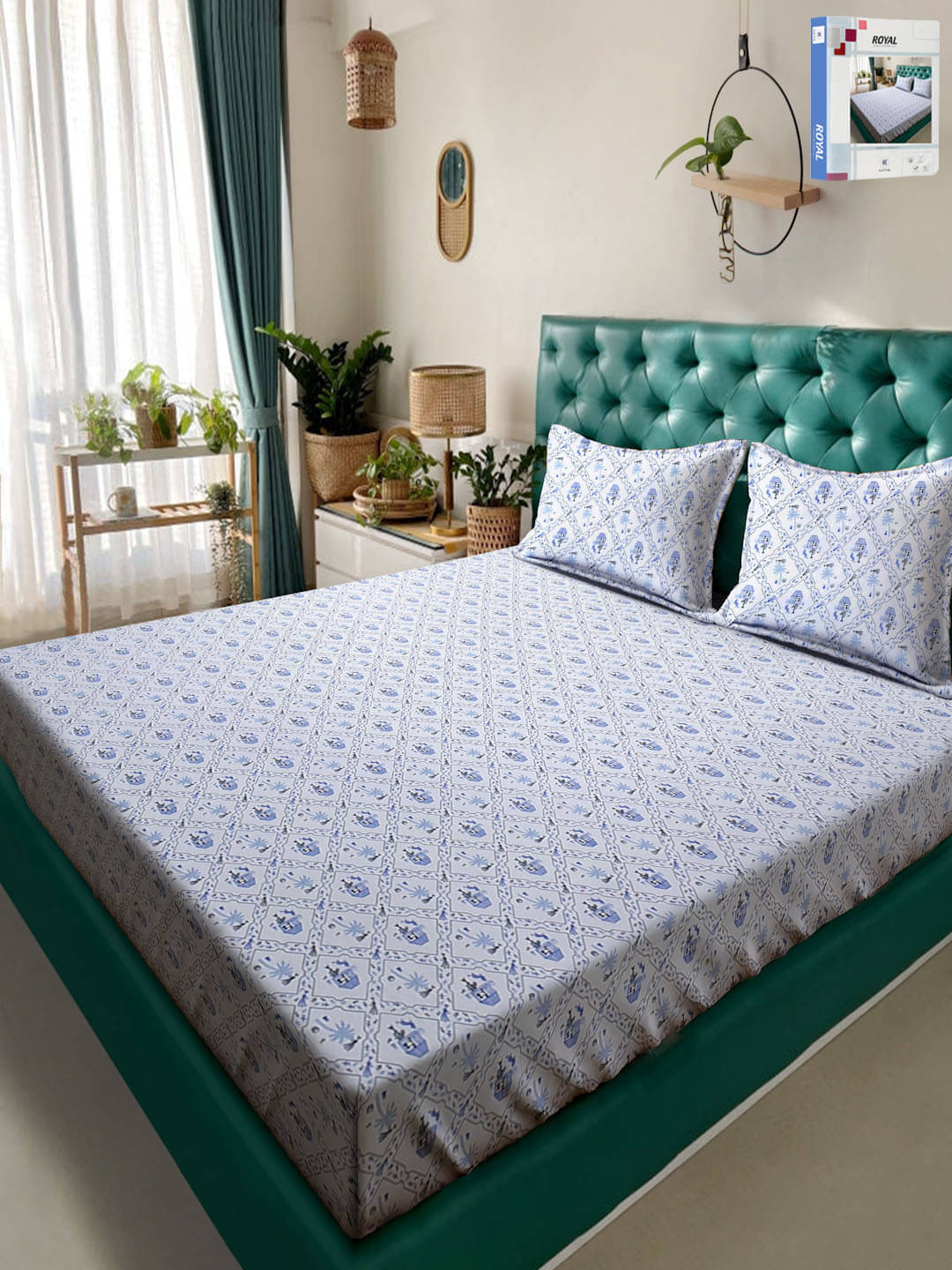     			Klotthe Poly Cotton 1 Double Bedsheet with 2 Pillow Covers ( White )