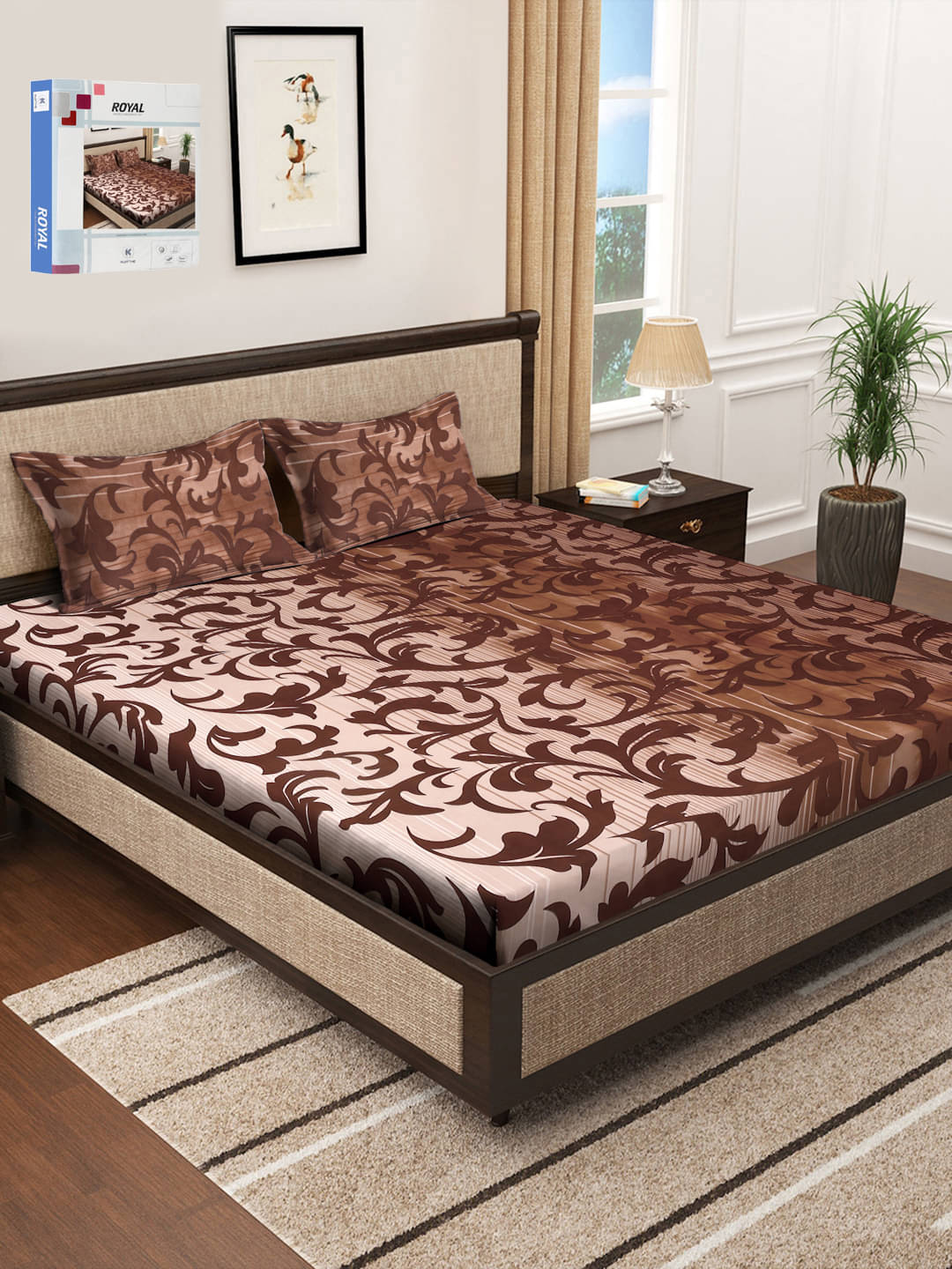     			Klotthe Poly Cotton 1 Double Bedsheet with 2 Pillow Covers ( Multicolor )
