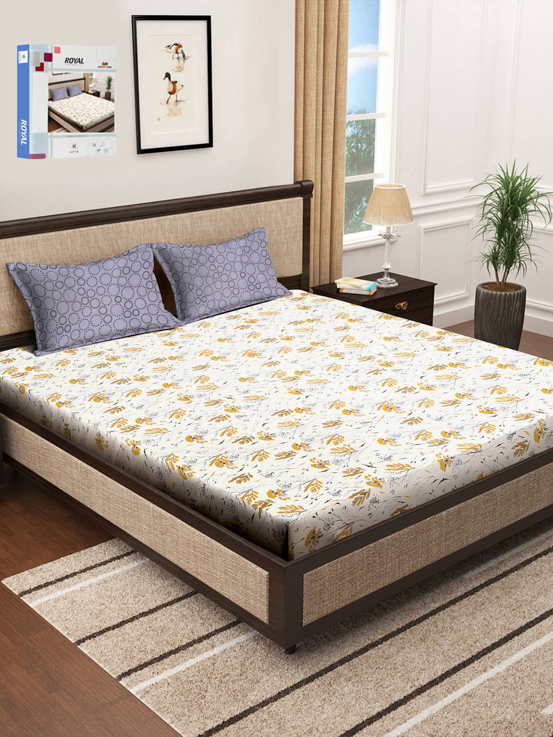     			Klotthe Poly Cotton 1 Double Bedsheet with 2 Pillow Covers ( Multicolor )