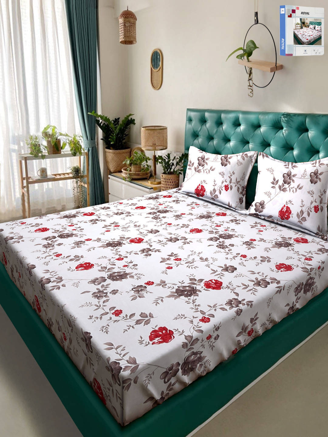     			Klotthe Poly Cotton 1 Double Bedsheet with 2 Pillow Covers ( White )