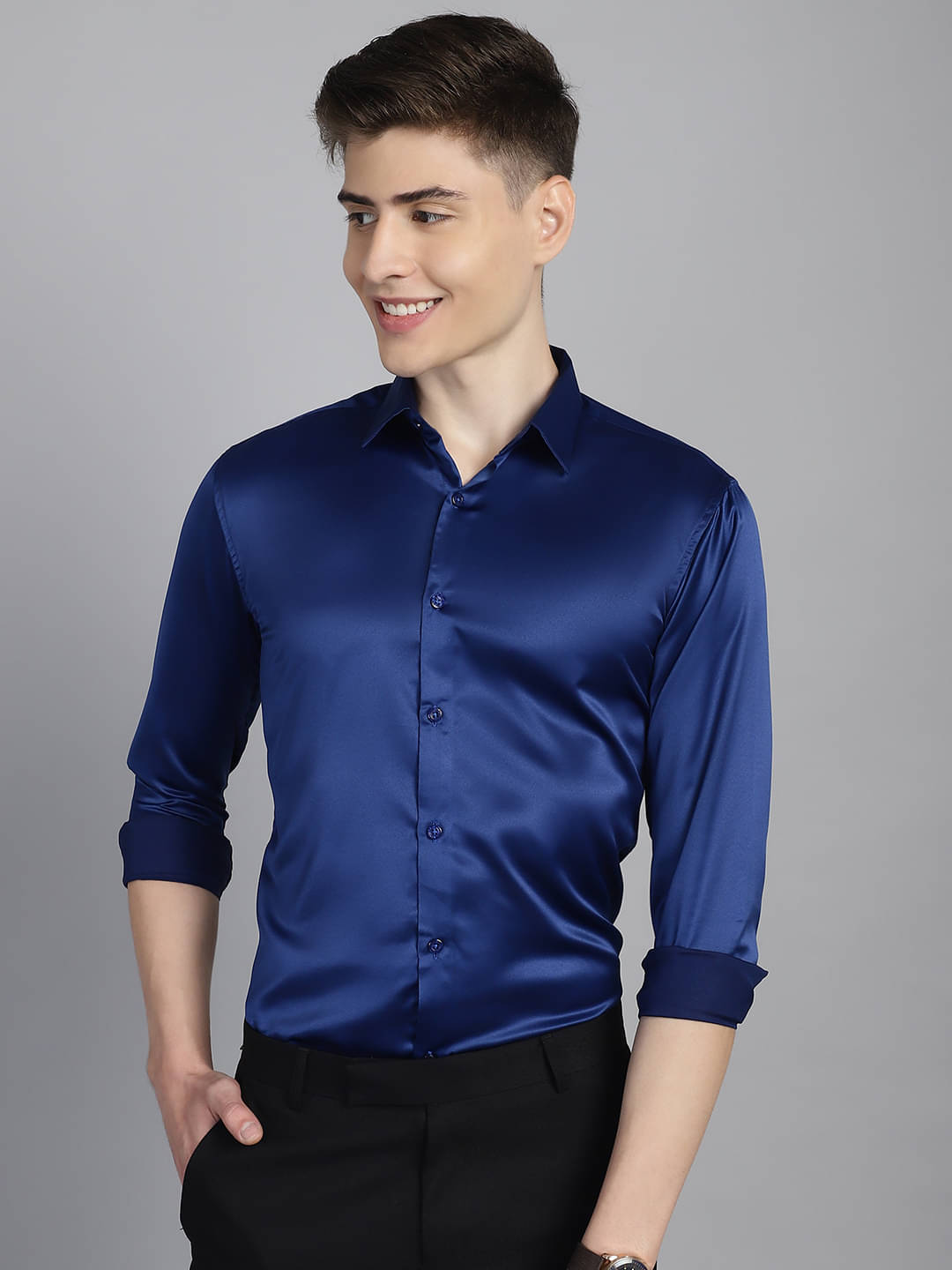 MAJESTIC MAN Polyester Slim Fit Full Sleeves Men's Formal Shirt - Blue ( Pack of 1 ) MAJESTIC MAN Polyester Slim Fit Full Sleeves Men's Formal Shirt - Blue ( Pack of 1 )
