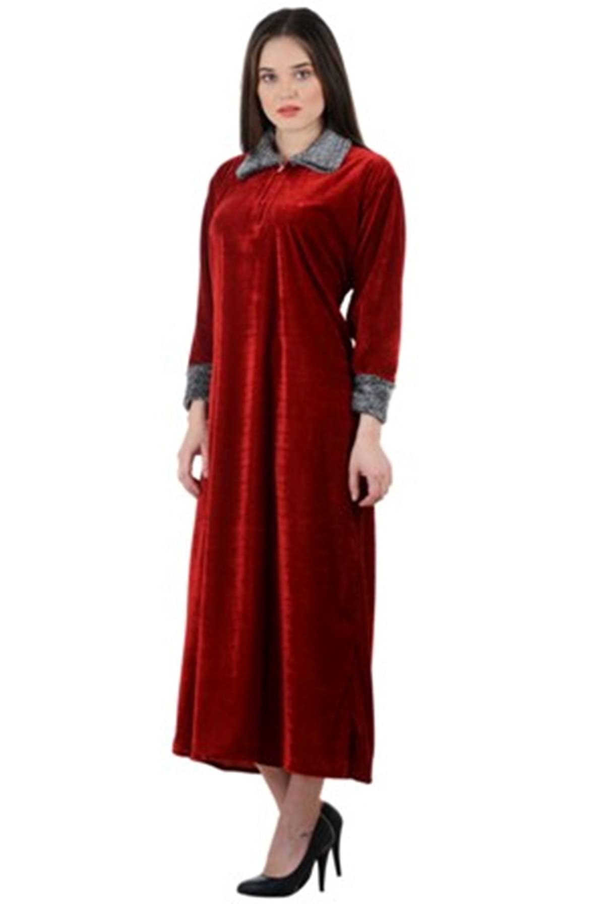 RC NEOEN Women Velvet Solid Gown ( Maroon ) RC NEOEN Women Velvet Solid Gown ( Maroon )
