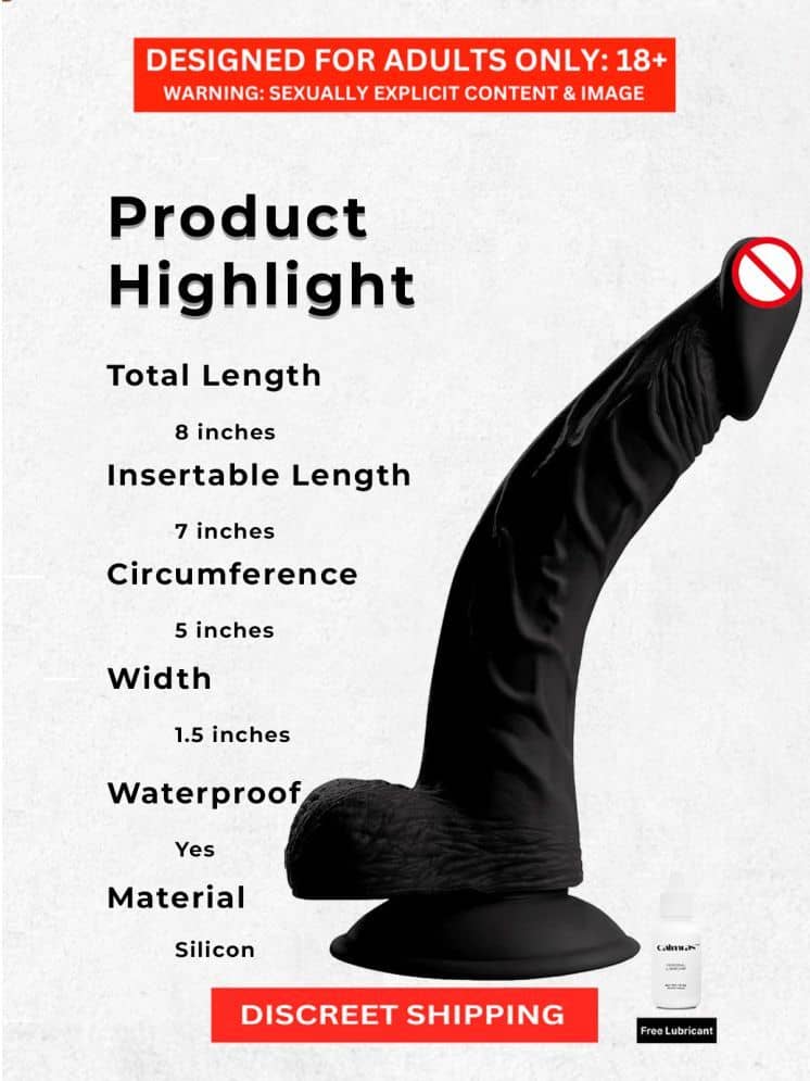 REALISTIC 9 INCH DARK BLACK PREMIUM SILICON DILDO WITH PERFECT SUCTION CUP & BIG BALLS - SEX TANTRA