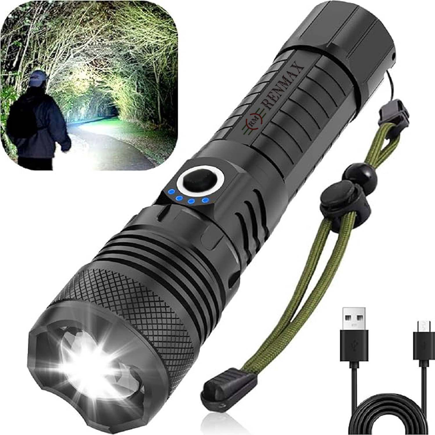     			RENMAX - Above 50W Rechargeable Flashlight Torch ( Pack of 1 )