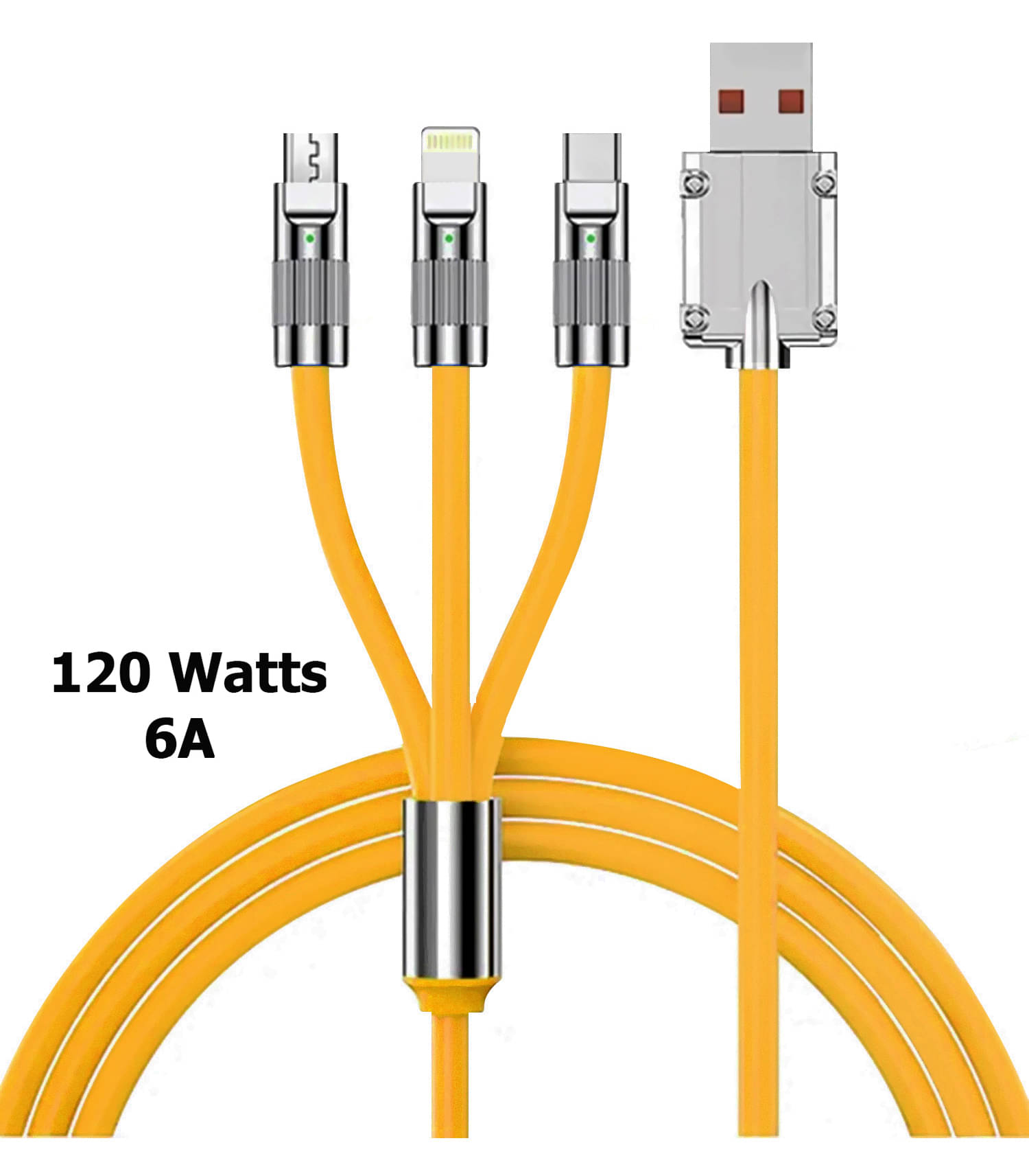    			Retailstore 1m Data Cables 3-in-1 Tagle Free Super Fast Charging Cable - Yellow