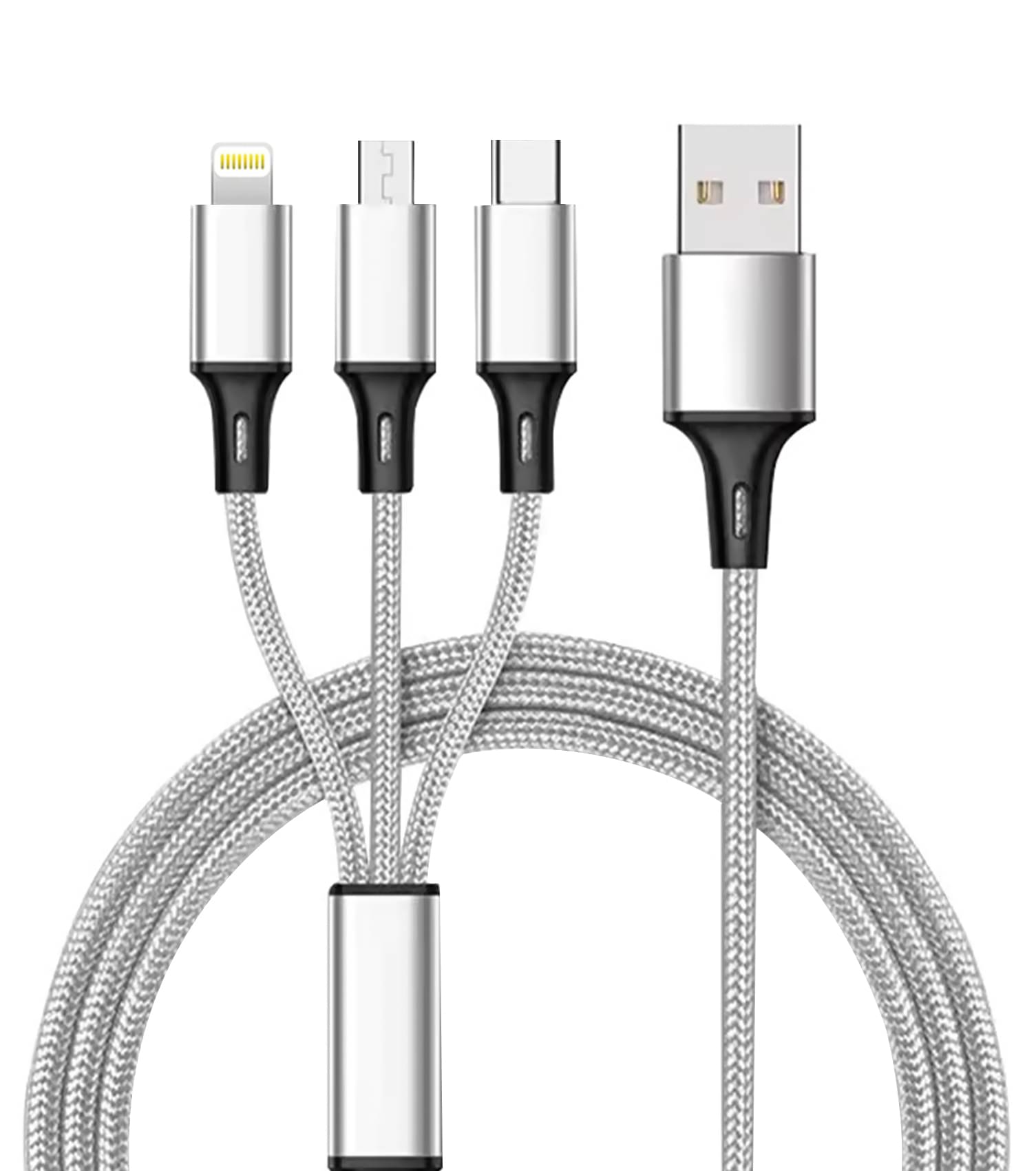 Retailstore 1m Data Cables 3 in1 3A Fast Charging - Silver Retailstore 1m Data Cables 3 in1 3A Fast Charging - Silver