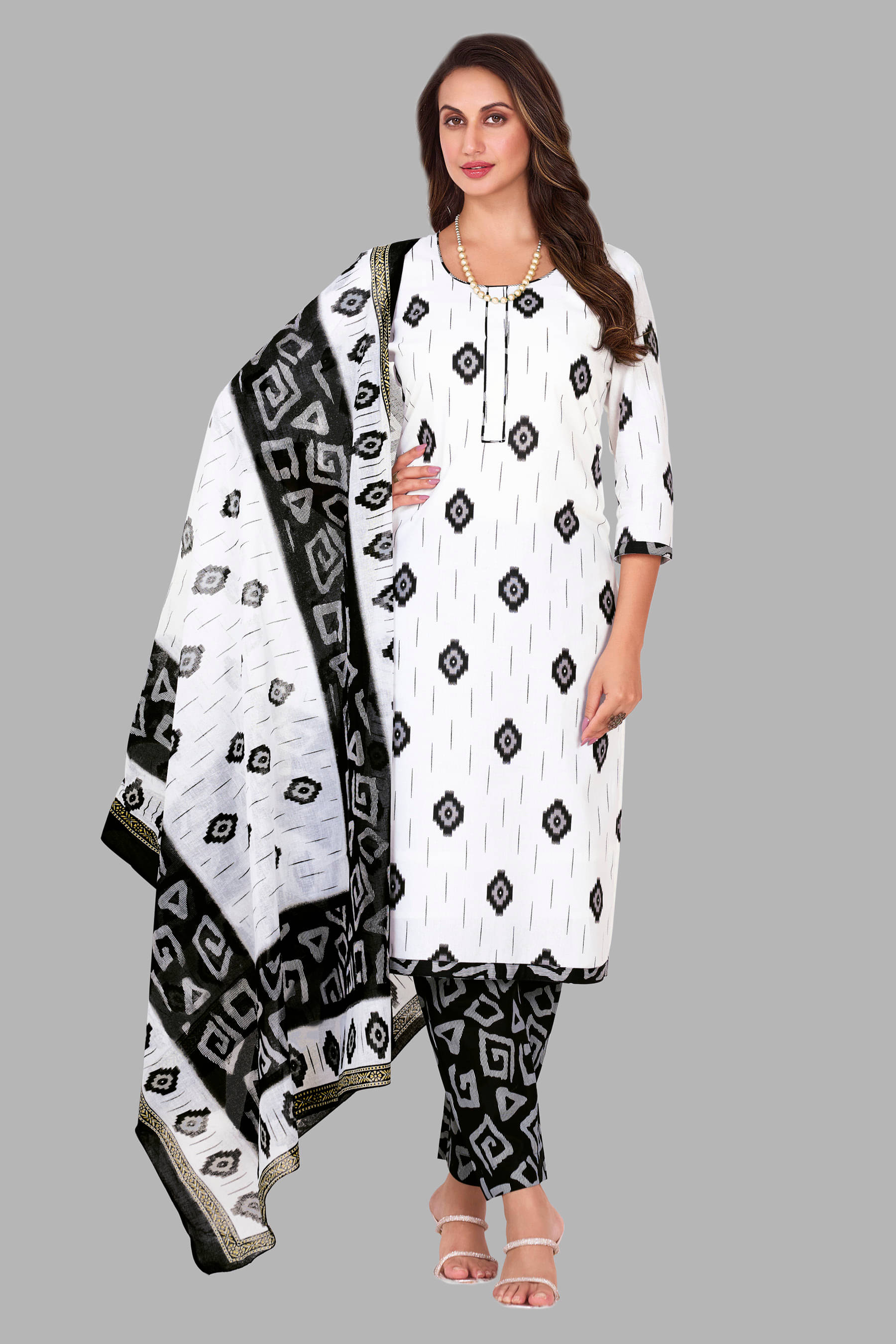 SIMMU Cotton Printed Kurti With Pants Women's Stitched Salwar Suit - White ( Pack of 1 ) SIMMU Cotton Printed Kurti With Pants Women's Stitched Salwar Suit - White ( Pack of 1 )