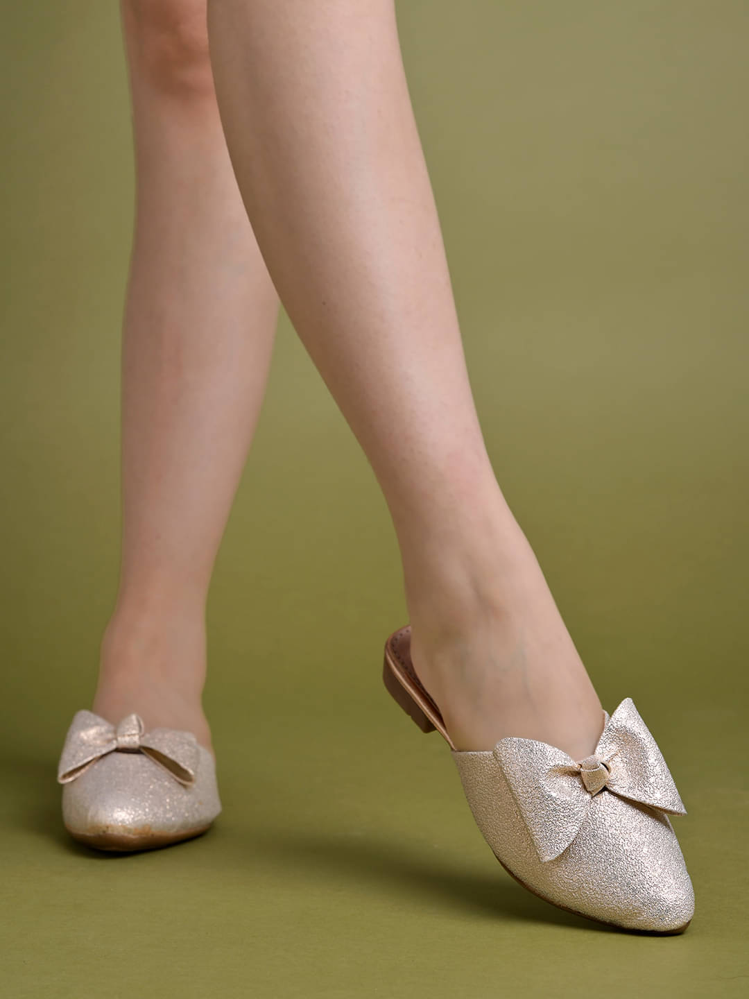     			Shoetopia Ethnic Golden Flat Mules For Girls