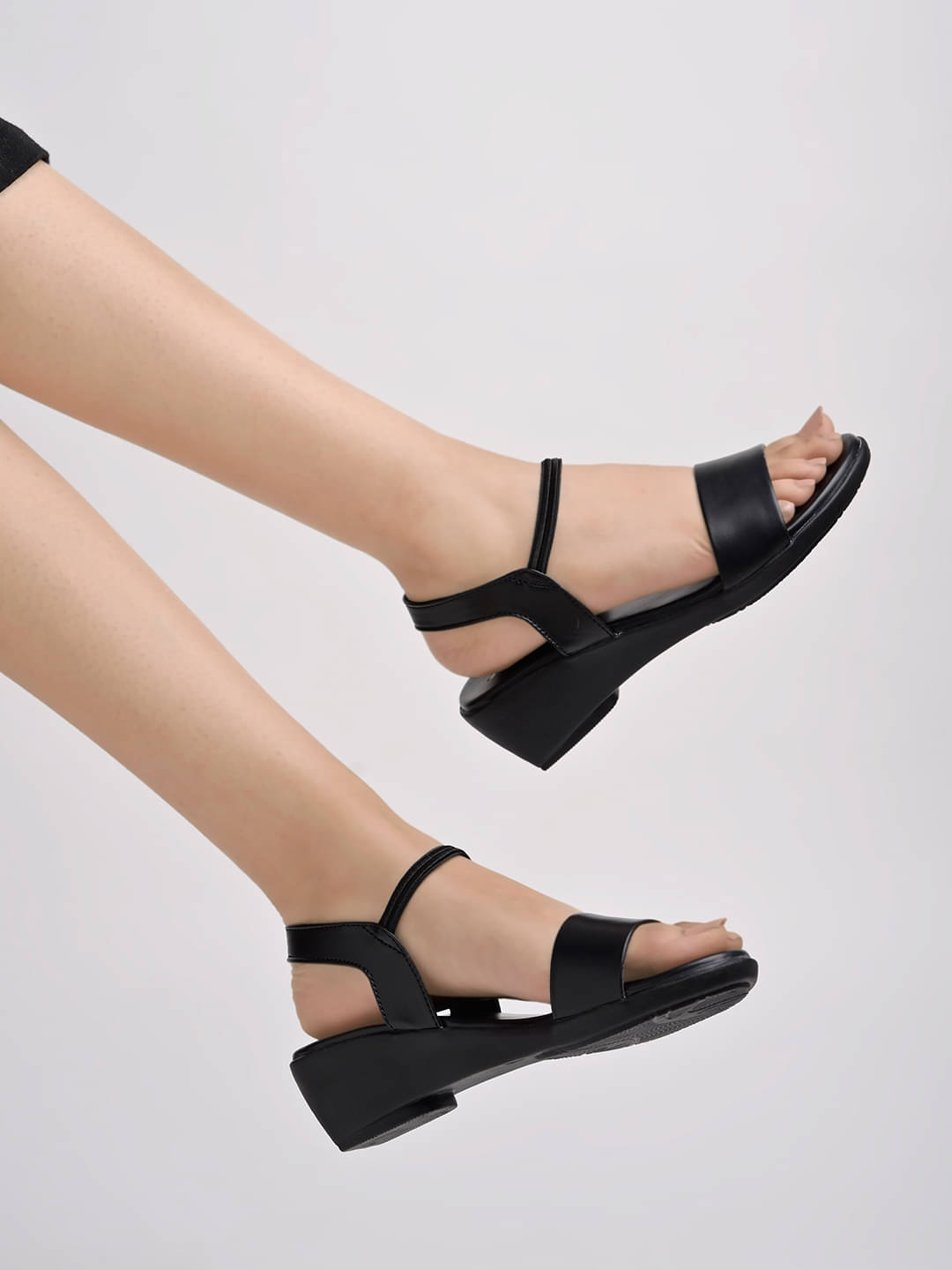     			Shoetopia Fashion & Comfortable Casual Black Sandals For Girls