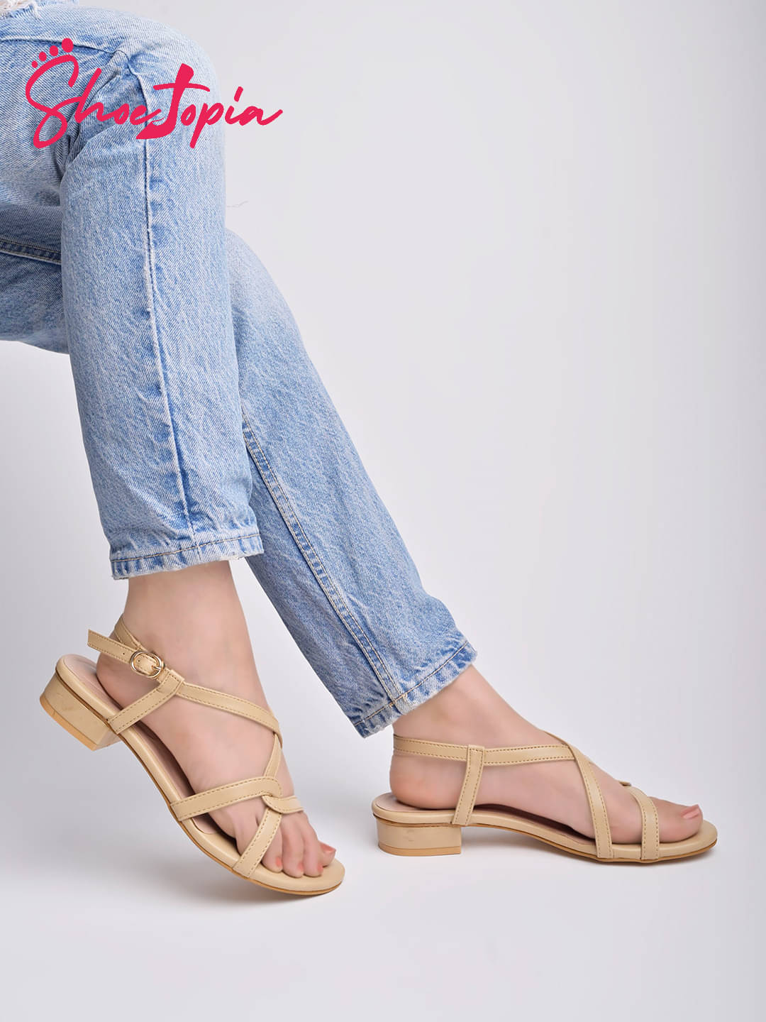 Shoetopia Solid Criss-Cross Straps Beige Heeled Sandals For Girls Shoetopia Solid Criss-Cross Straps Beige Heeled Sandals For Girls