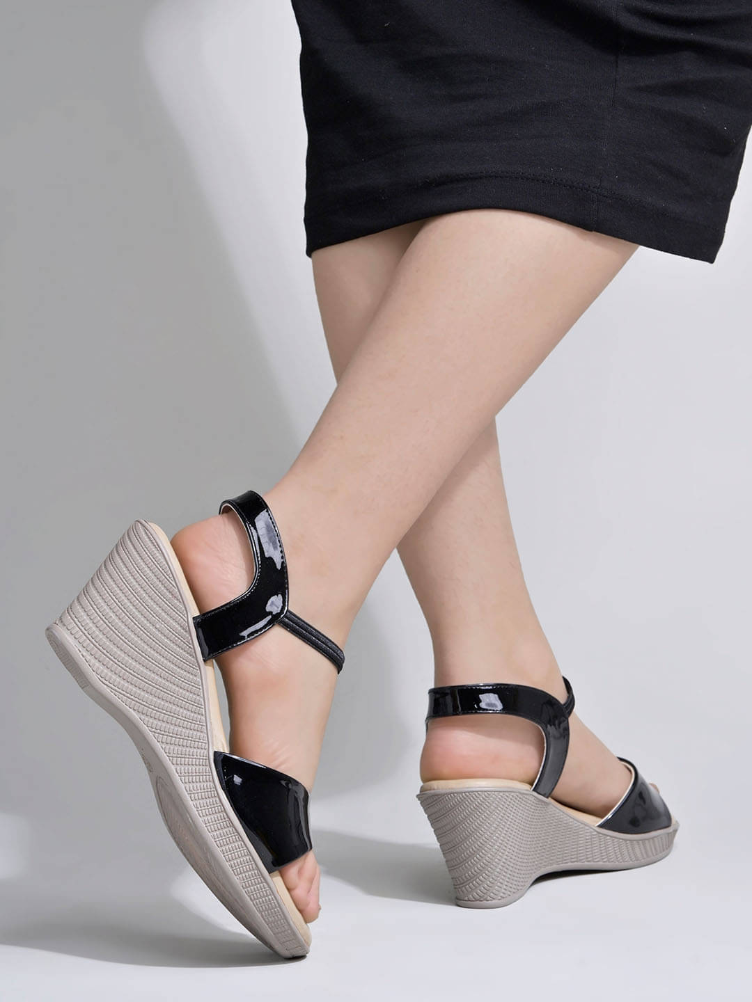     			Shoetopia smart Casual Black Wedges For Womne & Girls