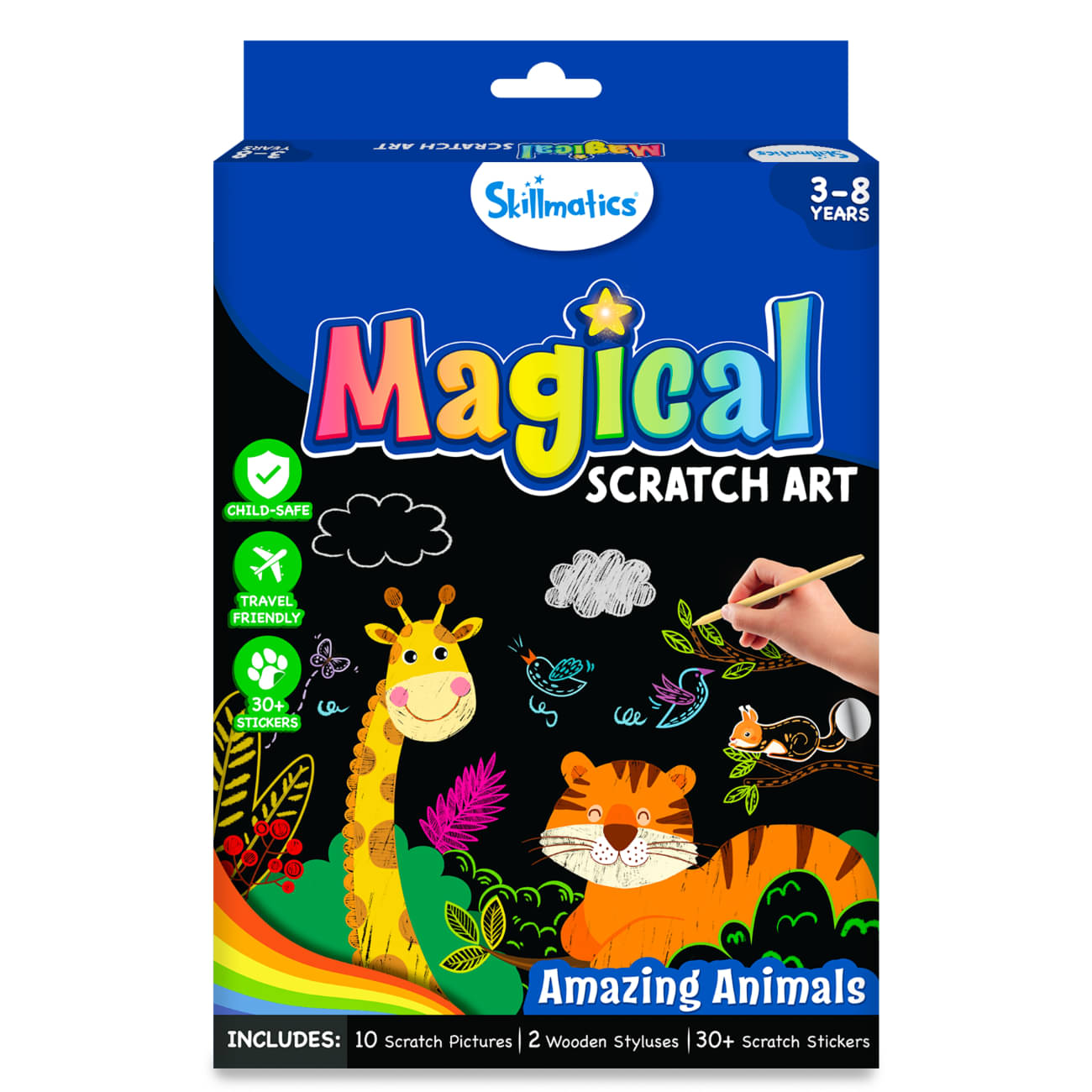     			Skillmatics Magical Scratch Art Book for Kids - Animals, Craft Kits & Supplies, DIY Activity & Stickers, Gifts for Toddlers, Girls & Boys Ages 3, 4, 5, 6, 7, 8, Travel Toys