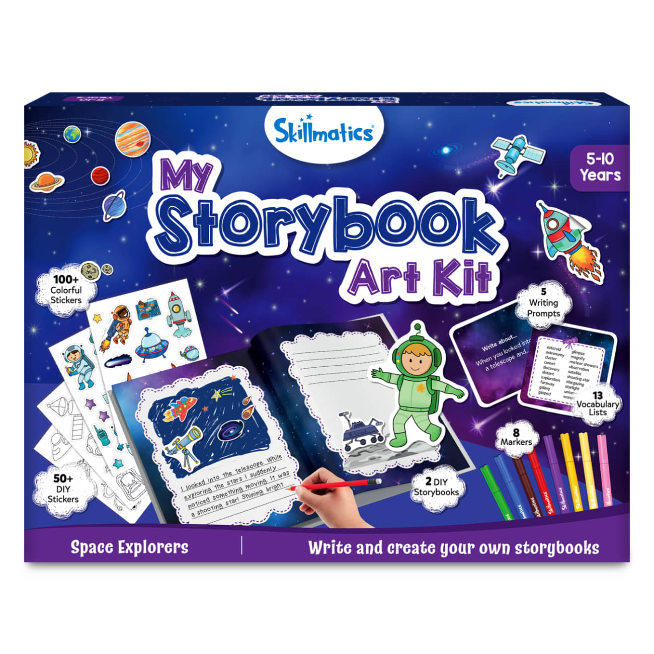     			Skillmatics Storybook Art Kit - Space Explorers Art Kit for Kids, Write & Create Storybooks, Creative Activity for Boys & Girls, DIY Kit, 150+ Stickers, Gifts for Ages 5, 6, 7, 8, 9, 10