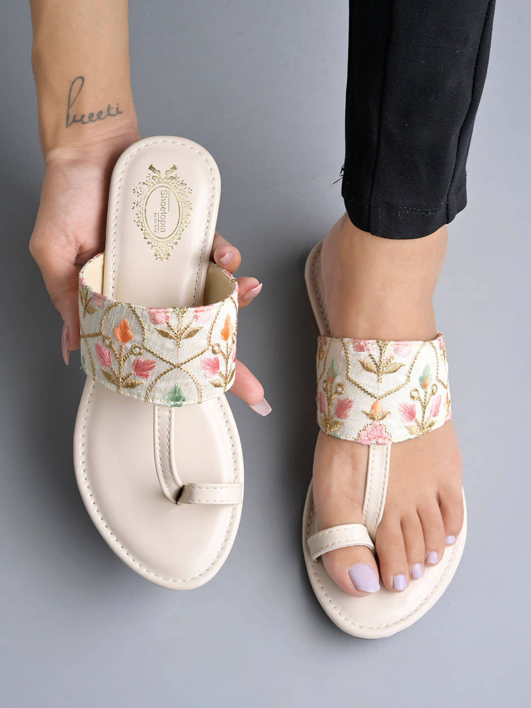 Stylestry Cream Women's Flats