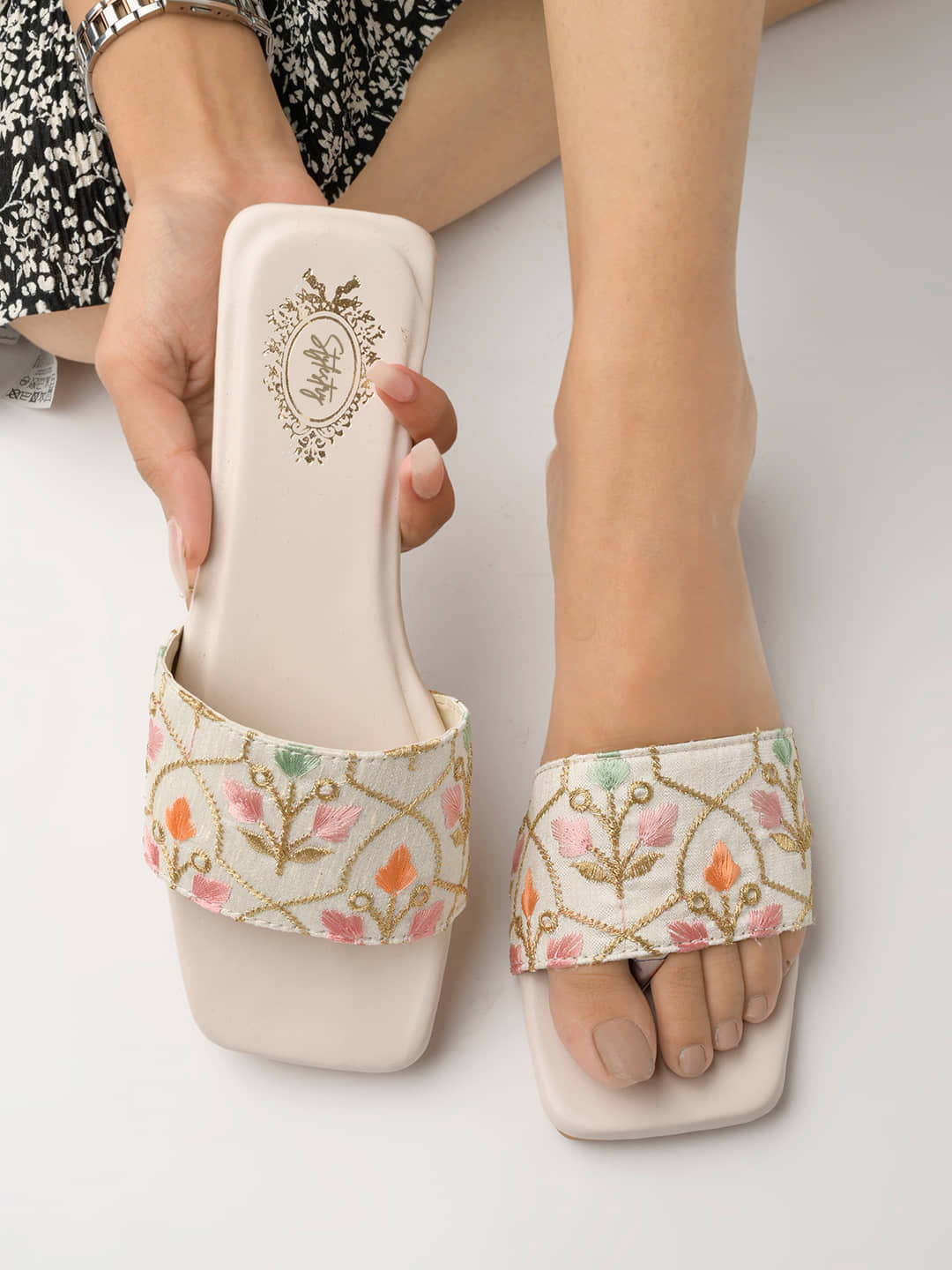 Stylestry Cream Women's Flats