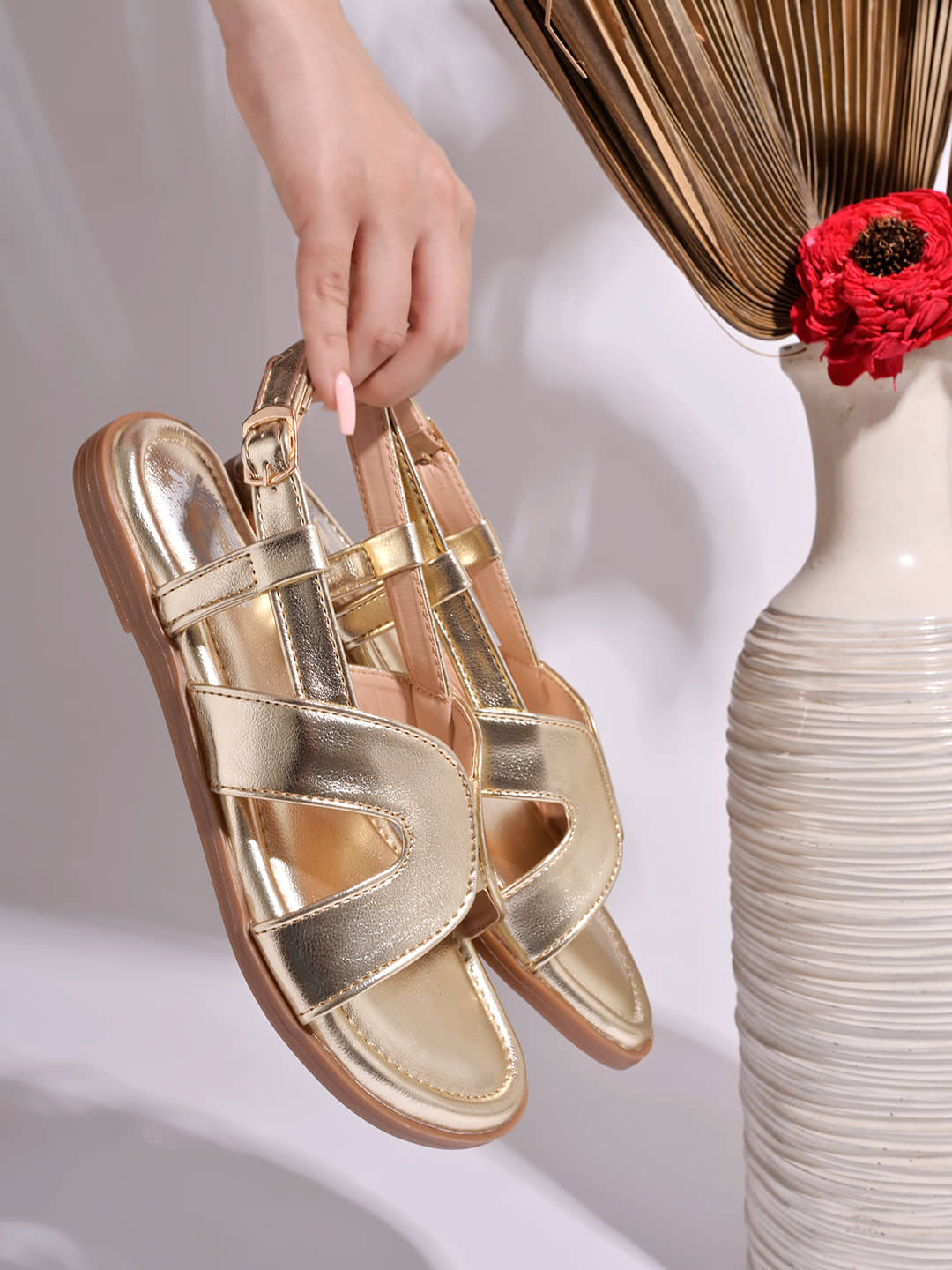 Stylestry Gold Women's Flats