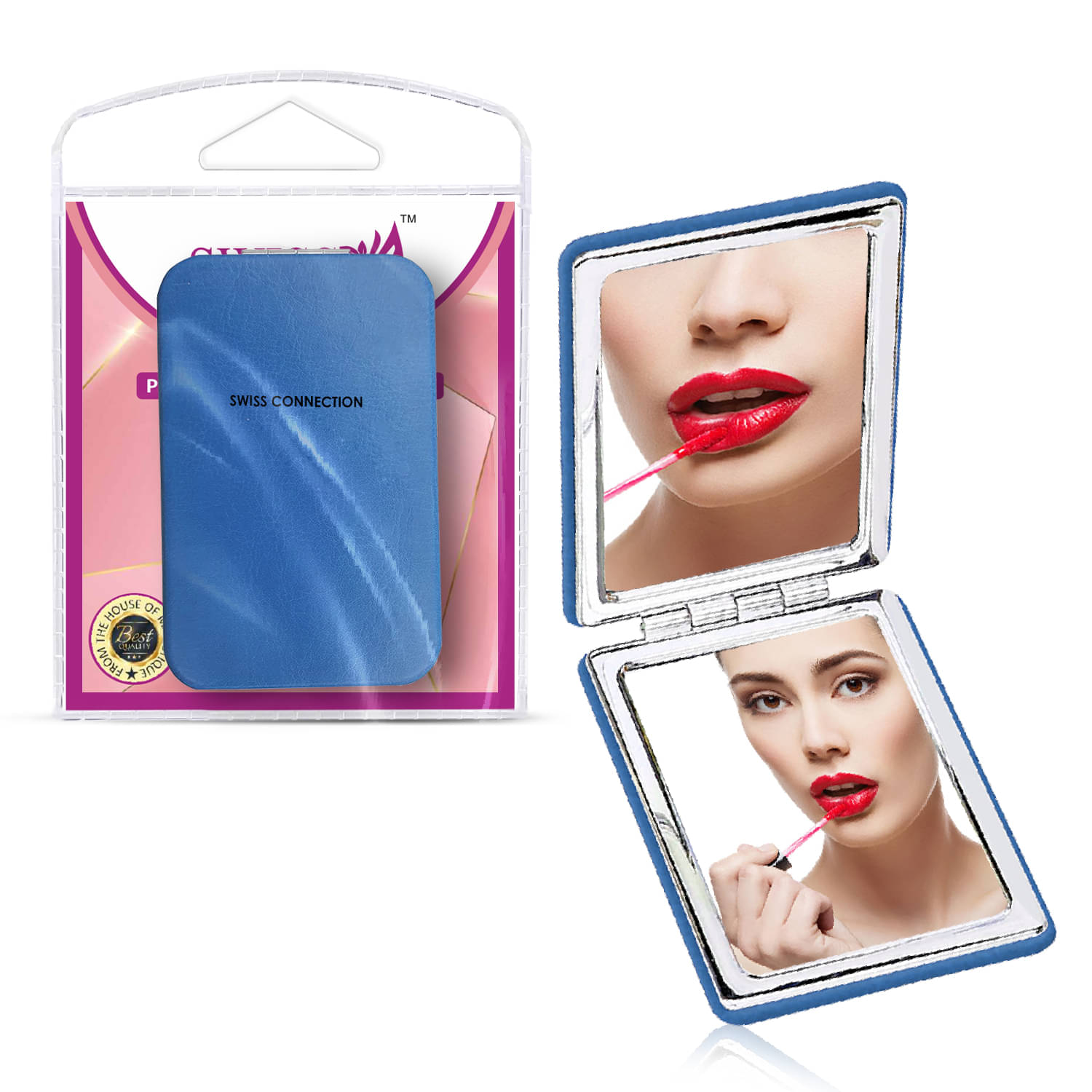     			Swiss Connection Dual Sided Square Compact Mirror