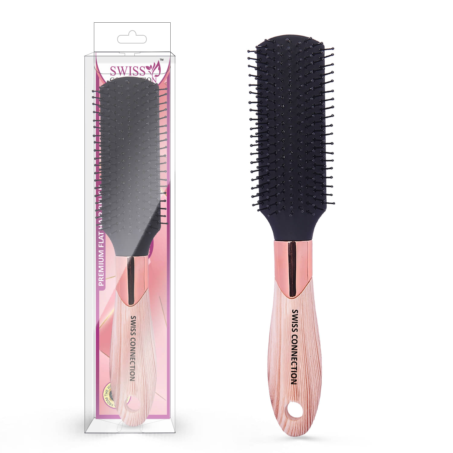     			Swiss Connection Flat Brush For All Hair Types ( Pack of 1 )