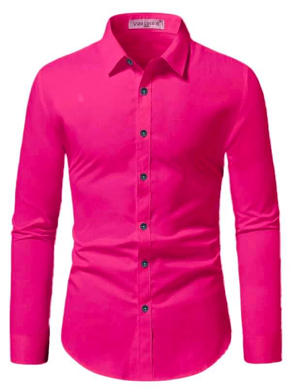     			UNI VIBE Cotton Blend Slim Fit Solids Full Sleeves Men's Casual Shirt - Pink ( Pack of 1 )