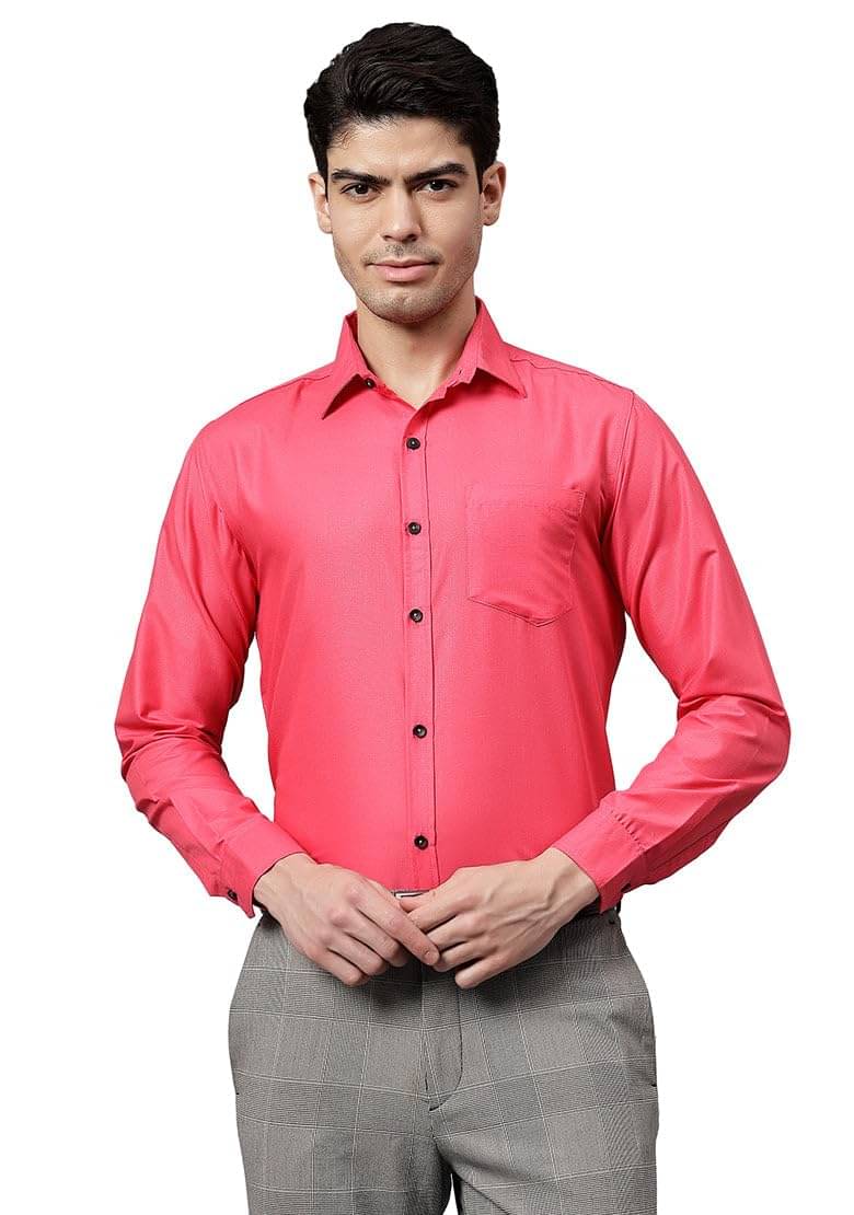 UNI VIBE Cotton Blend Slim Fit Solids Full Sleeves Men's Casual Shirt - Pink ( Pack of 1 ) UNI VIBE Cotton Blend Slim Fit Solids Full Sleeves Men's Casual Shirt - Pink ( Pack of 1 )