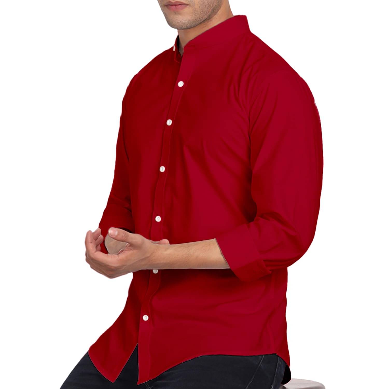     			UNI VIBE Cotton Blend Slim Fit Solids Full Sleeves Men's Casual Shirt - Red ( Pack of 1 )