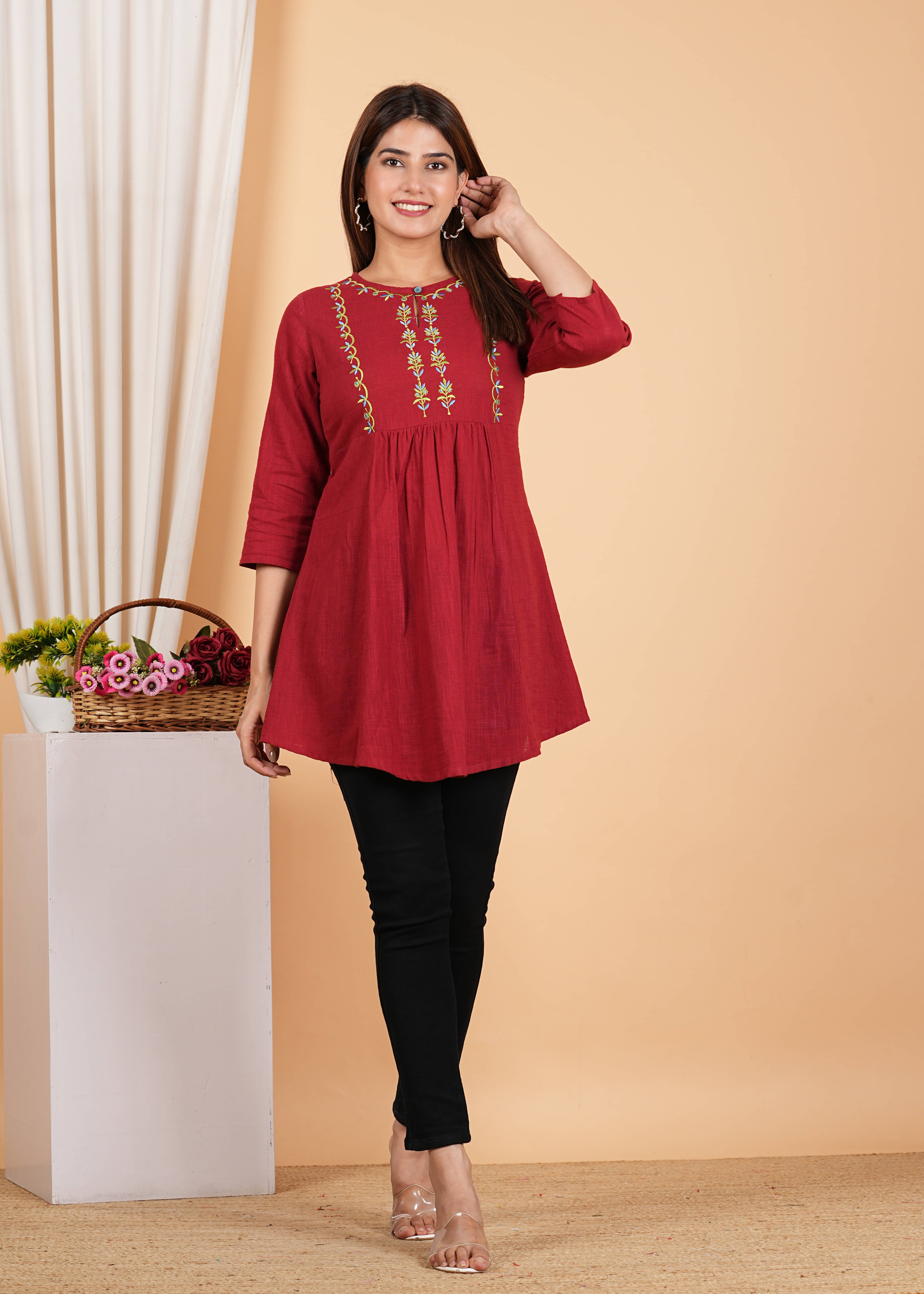 Cotton Short Kurti For Women (Pack of 1) Cotton Short Kurti For Women (Pack of 1)