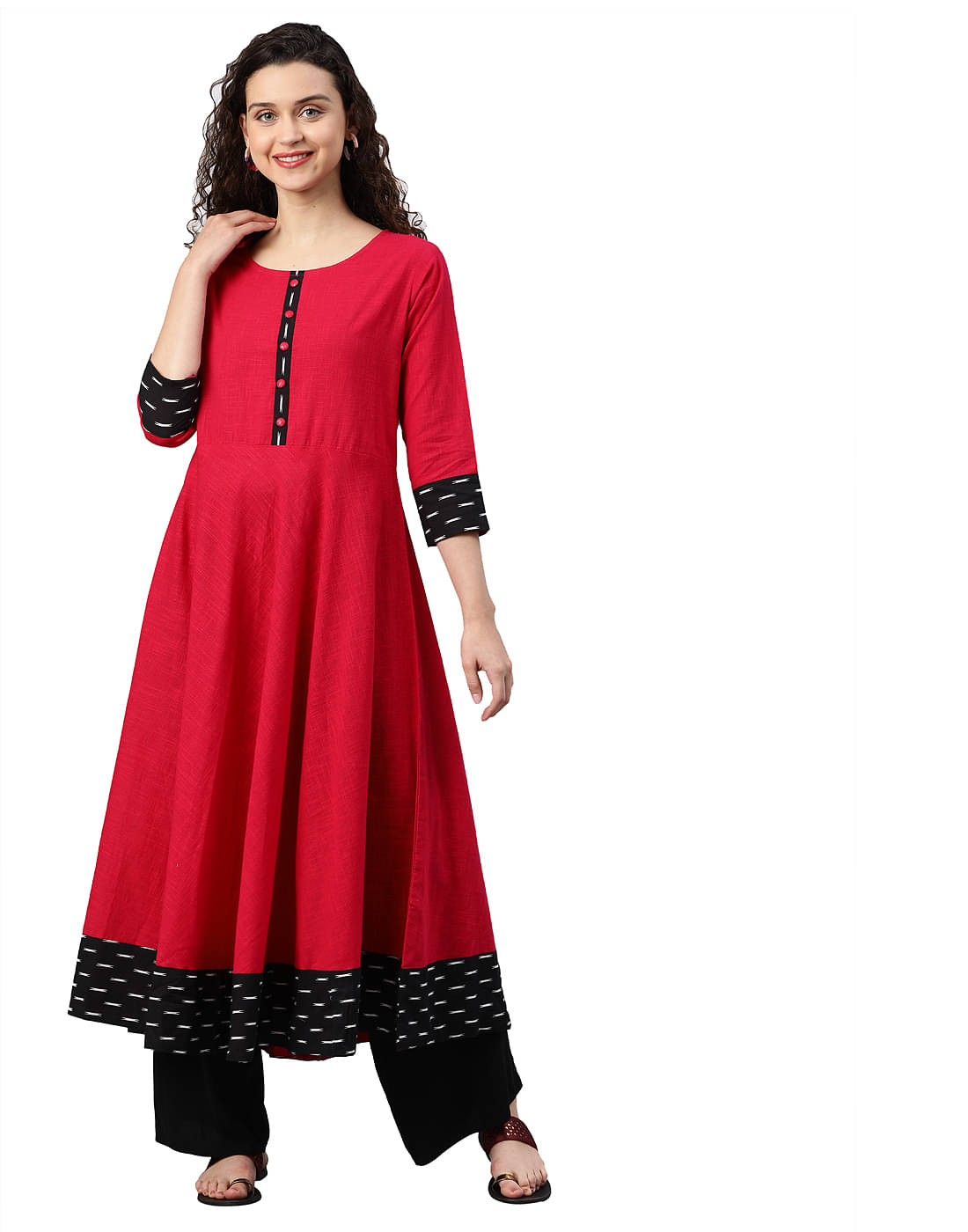     			Yash Gallery Cotton Printed Anarkali Women's Kurti - Pink ( Pack of 1 )