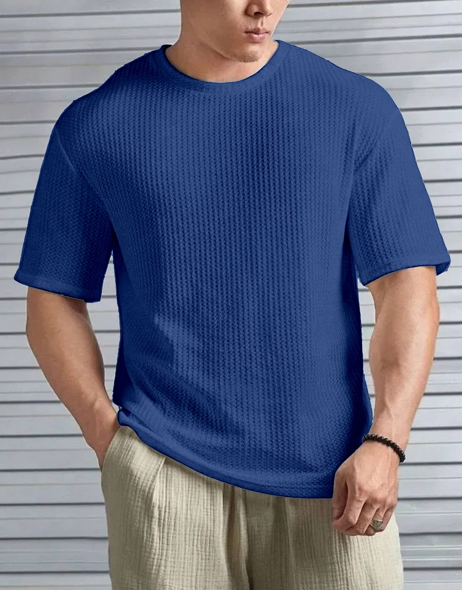     			happy khajana Pack of 1 Polyester Regular Fit Men's T-Shirt ( Navy Blue )