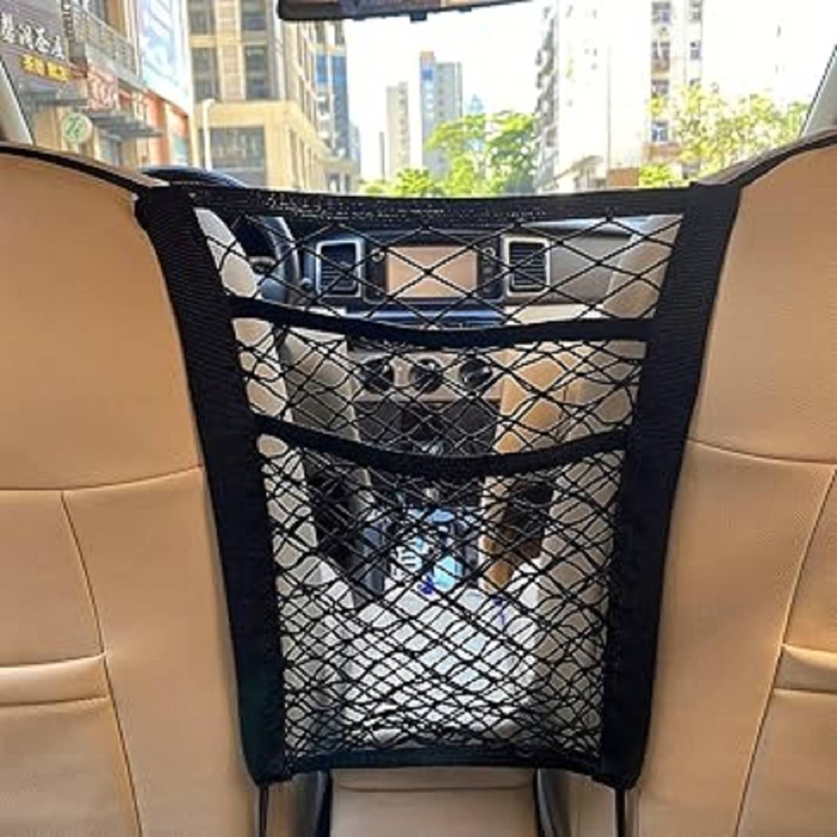     			3-Layer Car Mesh Organizer, Seat Back Net Bag