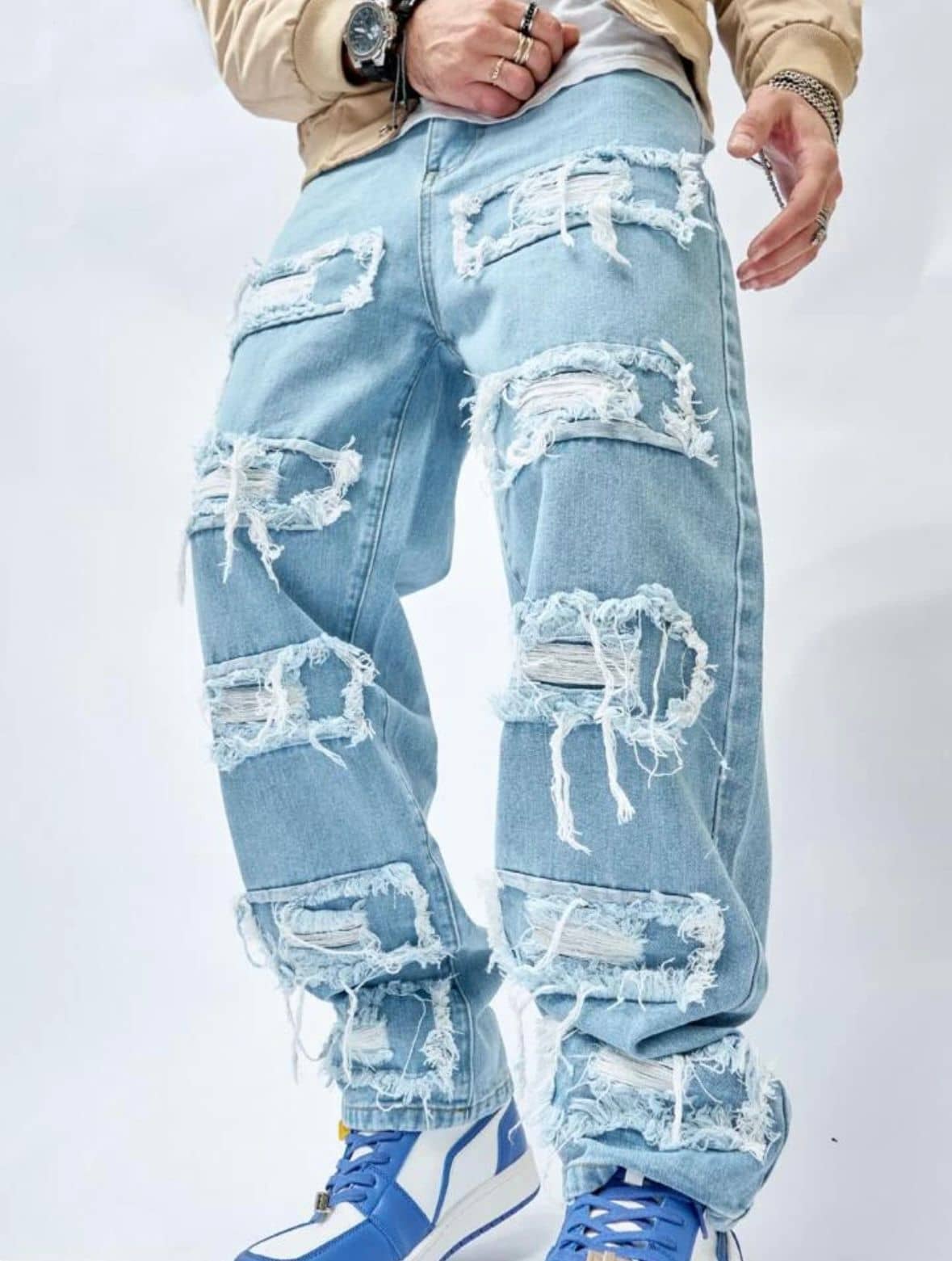 ARBIA FUNKI Relaxed Distressed Men's Jeans - Light Blue ( Pack of 1 ) - Jeans | Buy online on ZillyBuy