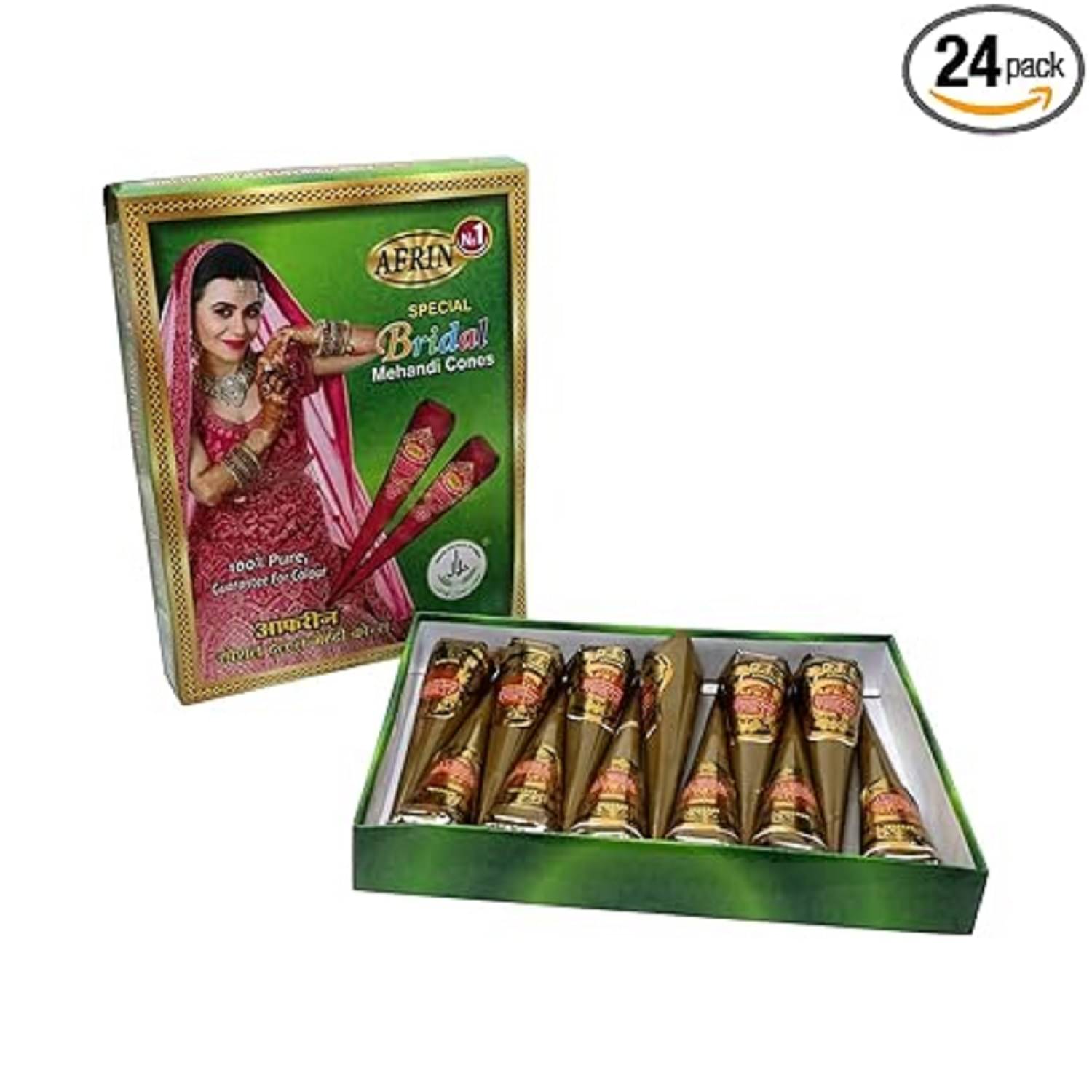 Afrin Bridal Mehandi Cone Pack of 24 Organic Henna 40 g     			Afrin Bridal Mehandi Cone Pack of 24 Organic Henna 40 g