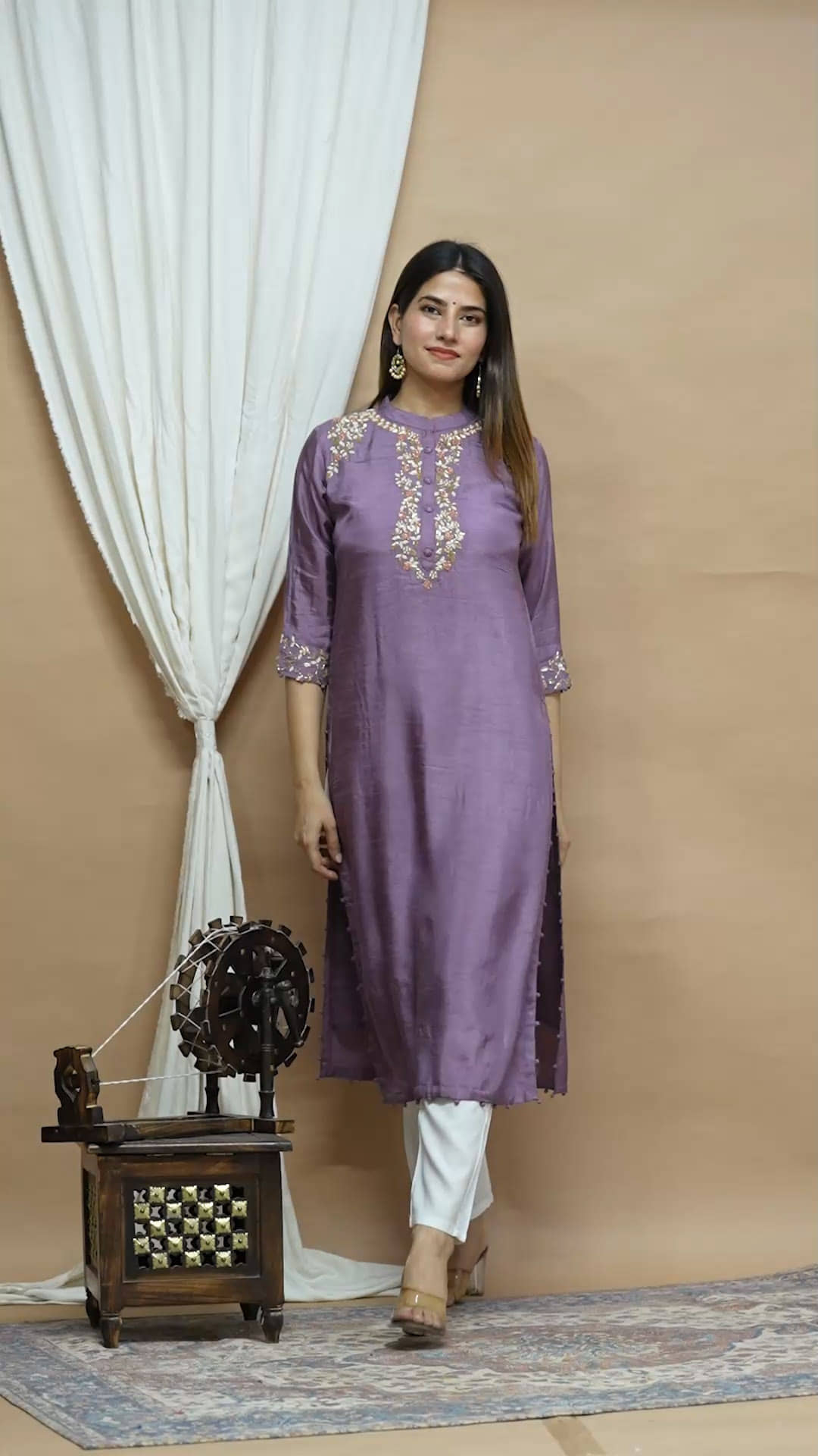 Akiko Chanderi Solid Straight Women's Kurti - Purple ( Pack of 1 ) - Kurtis, Tunics | Buy online on ZillyBuy