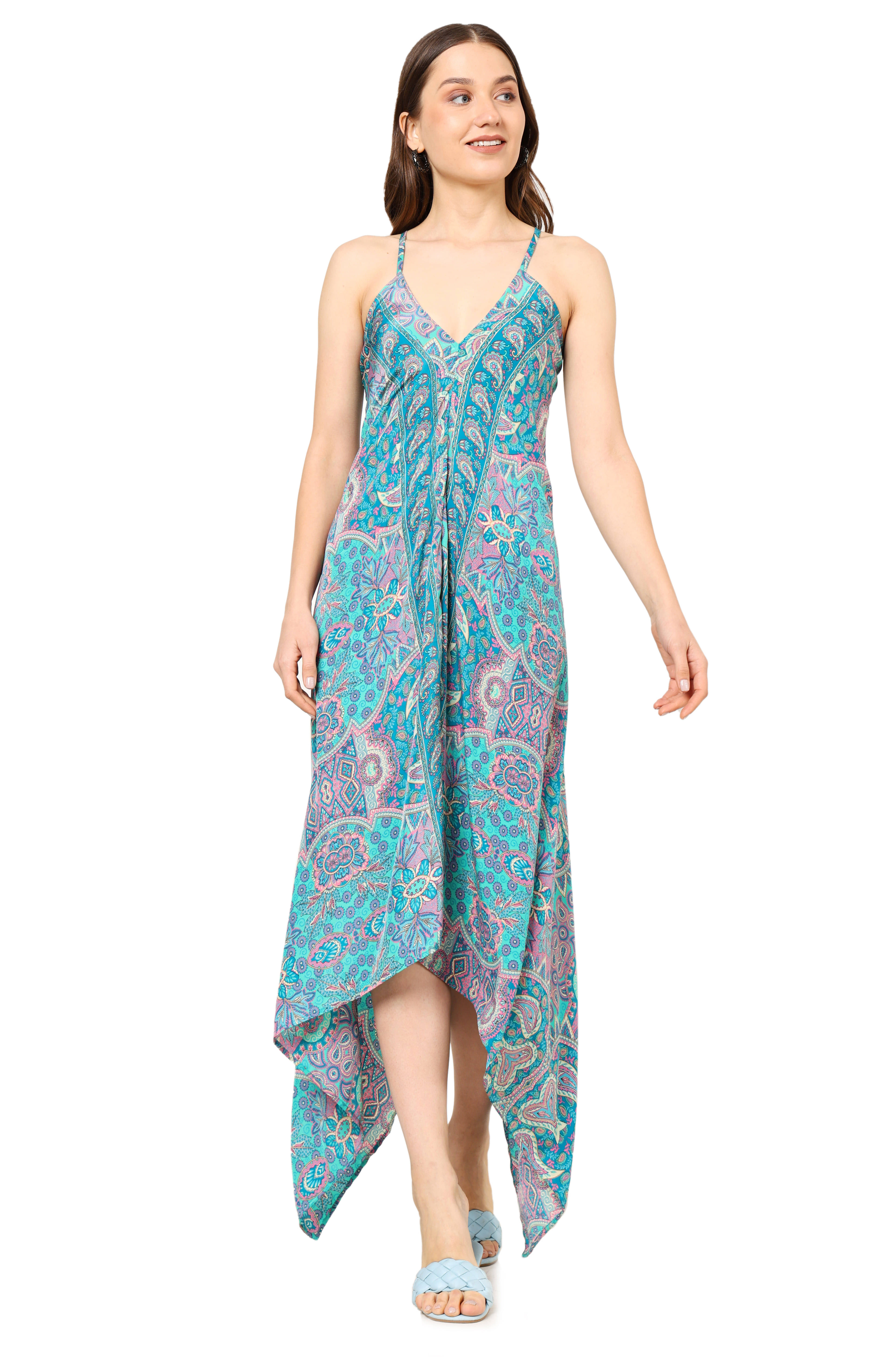 Akiko Polyester Printed Midi Women's Asymmetric Dress - Multicolor ( Pack of 1 ) Akiko Polyester Printed Midi Women's Asymmetric Dress - Multicolor ( Pack of 1 )