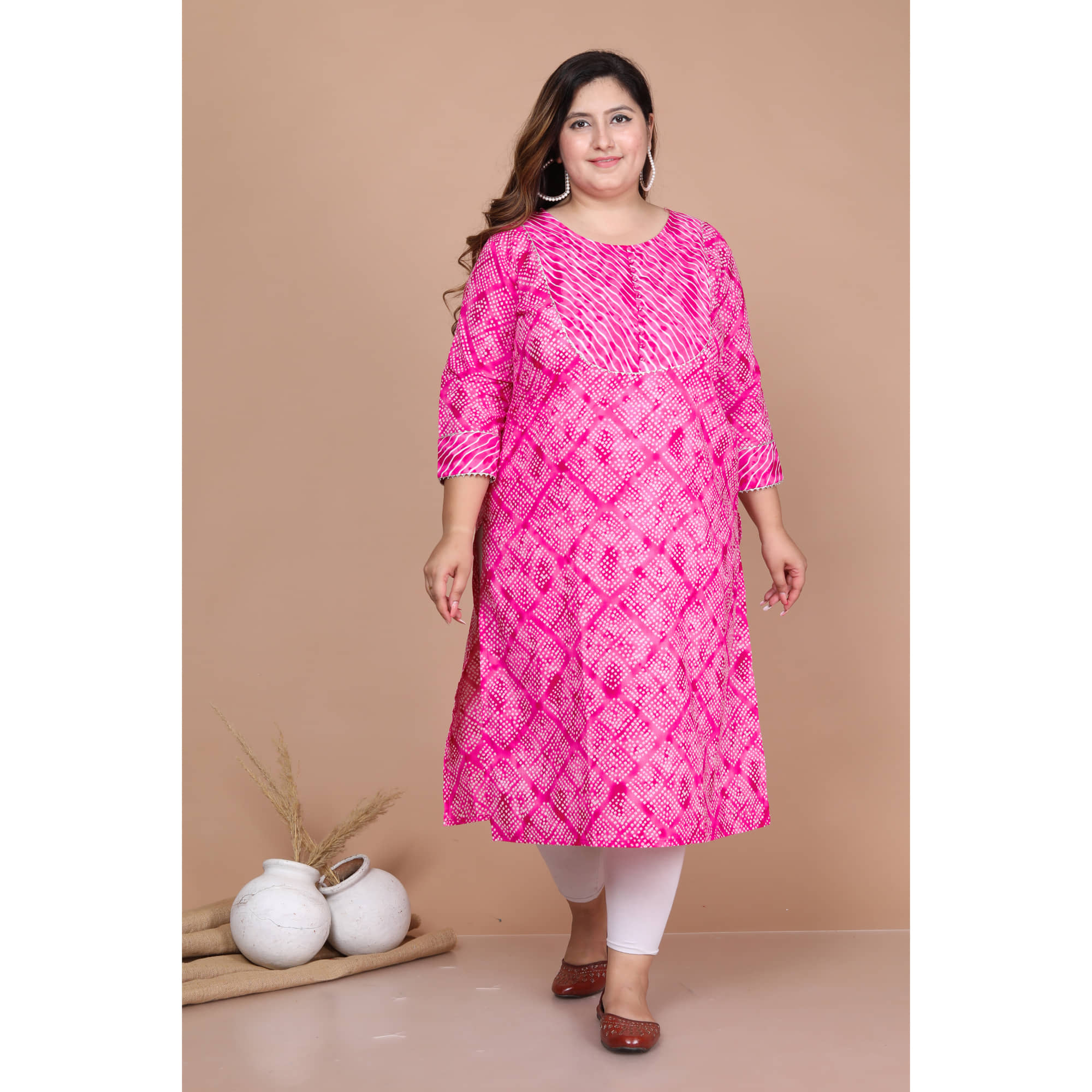 Avnii Cotton Printed Straight Women's Kurti - Pink ( Pack of 1 ) - Kurtis, Tunics | Buy online on ZillyBuy