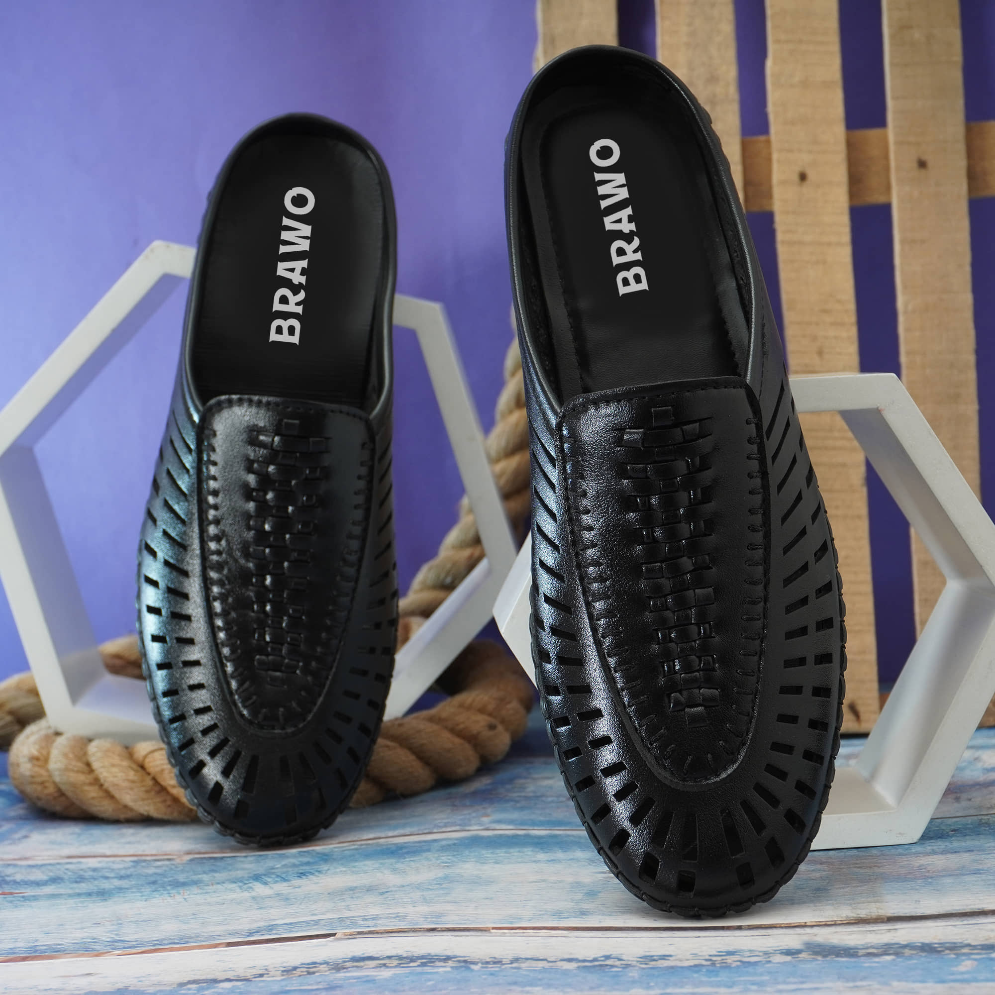 BRAWO Casual Sandal for Men Black Men's Slip-on Shoes - Casual Shoes | Buy online on ZillyBuy
