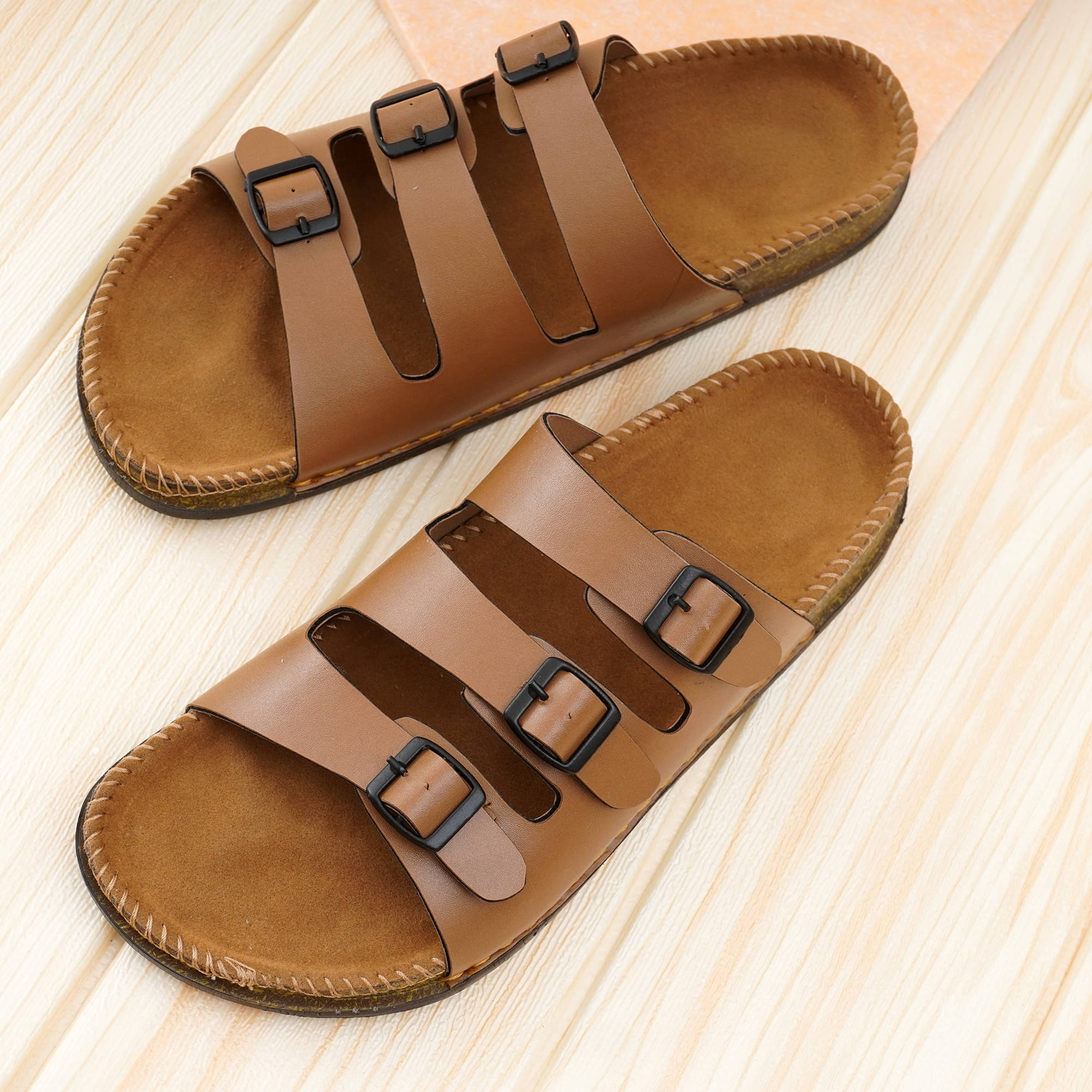     			BRAWO Casual Sandal for Men Beige Men's Slip-on Shoes