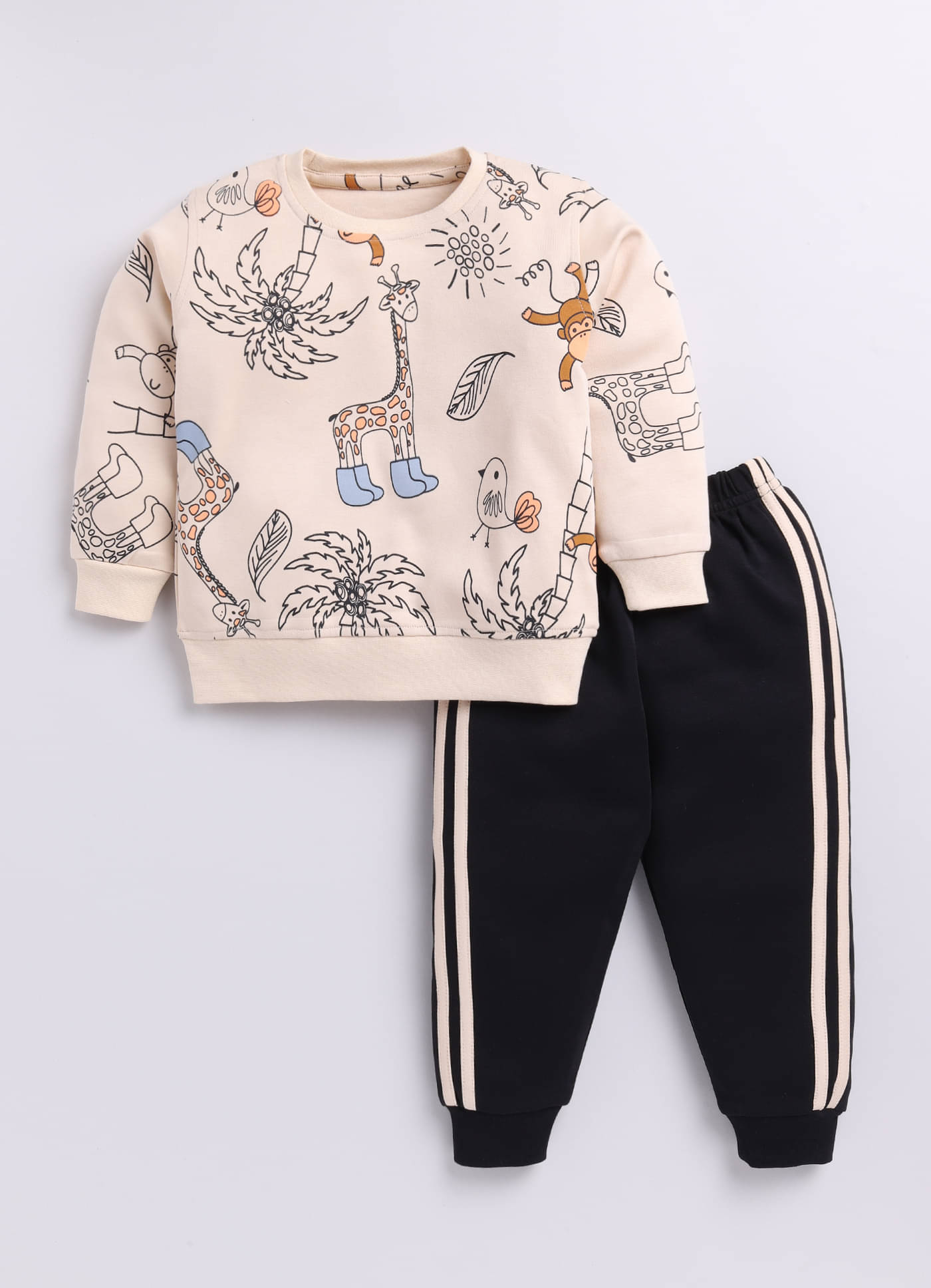     			CUTOPIES Pack of 1 Unisex for Baby Cotton Sweatshirt & Jogger Set ( Beige )