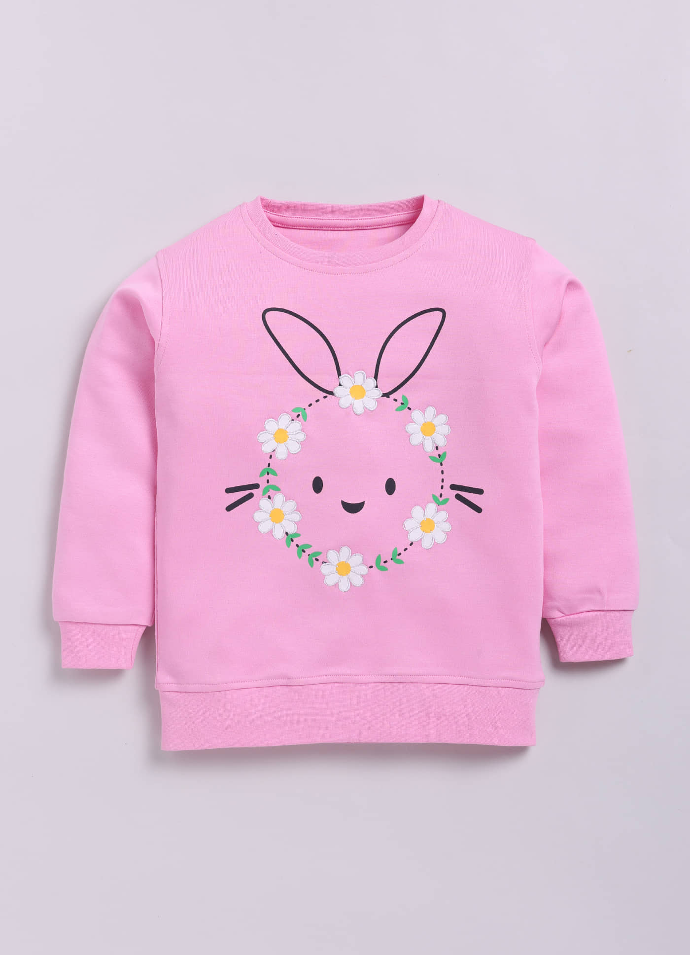 CUTOPIES Pack of 1 Girls Cotton Sweatshirt ( Pink )