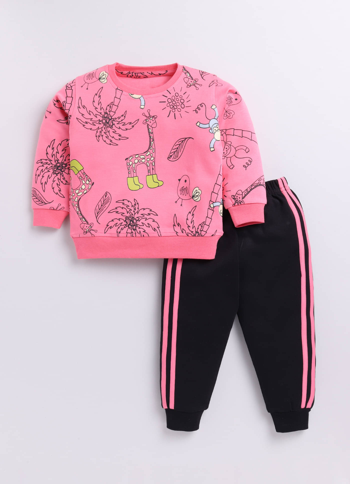     			CUTOPIES Pack of 1 Unisex for Baby Cotton Sweatshirt & Jogger Set ( Pink )
