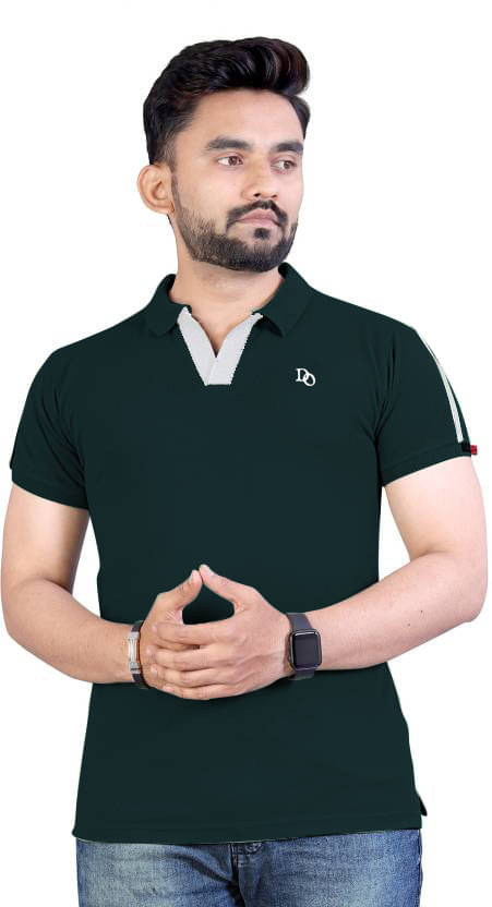     			DAAWEAR OUTFITS Pack of 1 Lycra Regular Fit Solid Half Sleeves Men's Polo T Shirt ( Dark Green )
