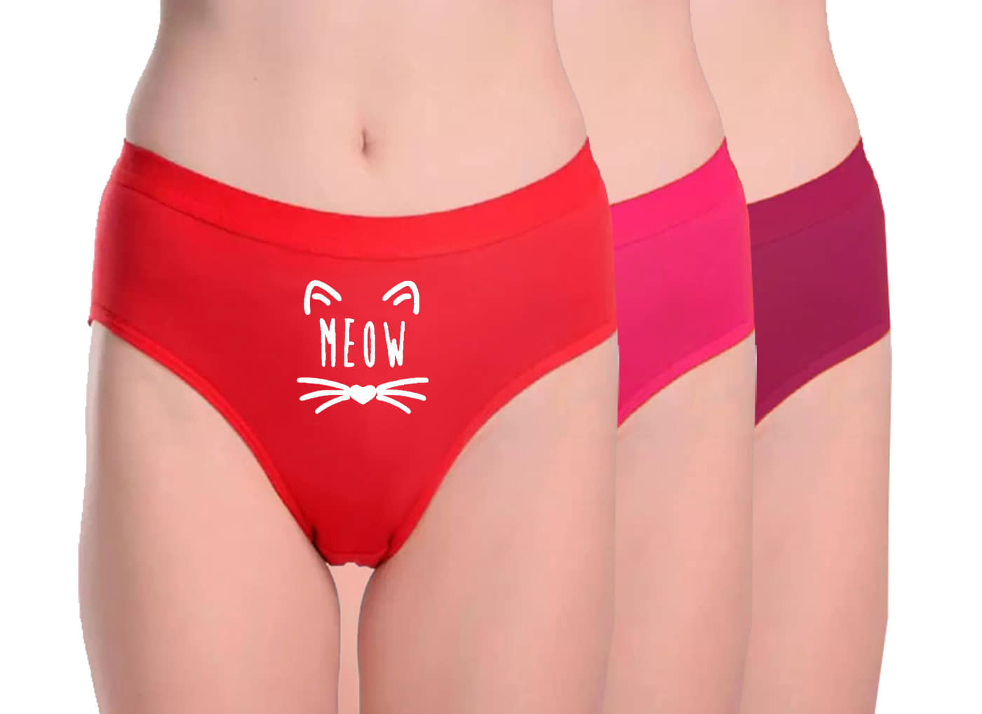 DOOZIE LOVEPLUS Pack of 3 Poly Cotton Printed Women's Hipster ( Multicolor )