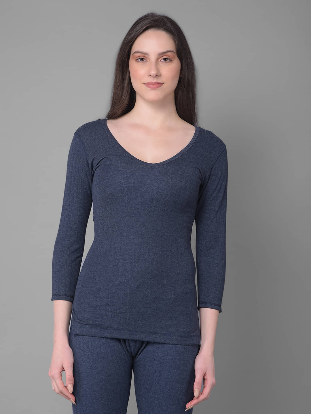     			Dollar Cotton Blend Thermal Tops - Blue Pack of 1