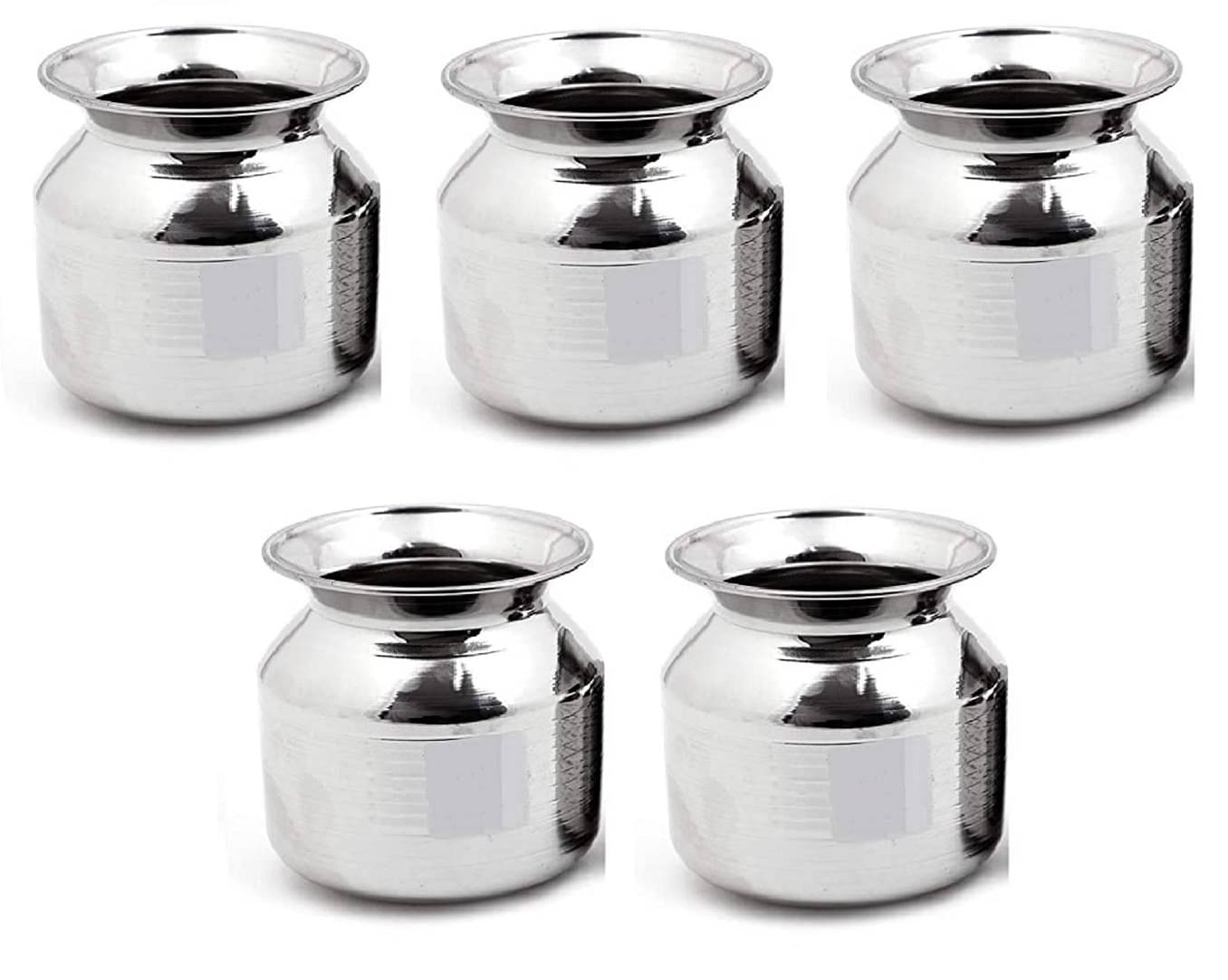 Dynore Lota 1200 ml 5 Pcs Steel Silver Water Container ( Set of 5 ) Dynore Lota 1200 ml 5 Pcs Steel Silver Water Container ( Set of 5 )