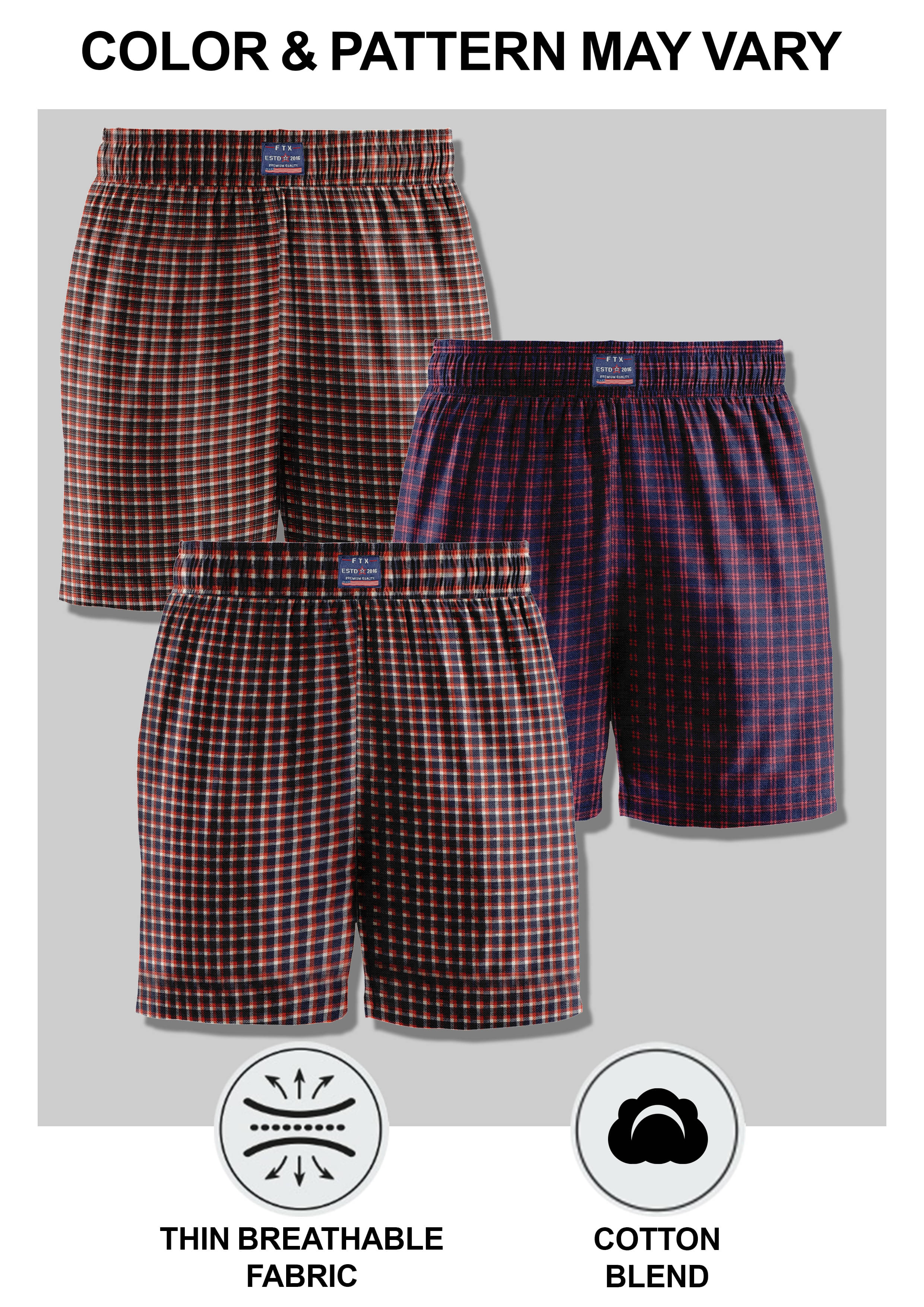     			FTX Pack of 3 Cotton Blend Boxers For Men's ( Maroon )