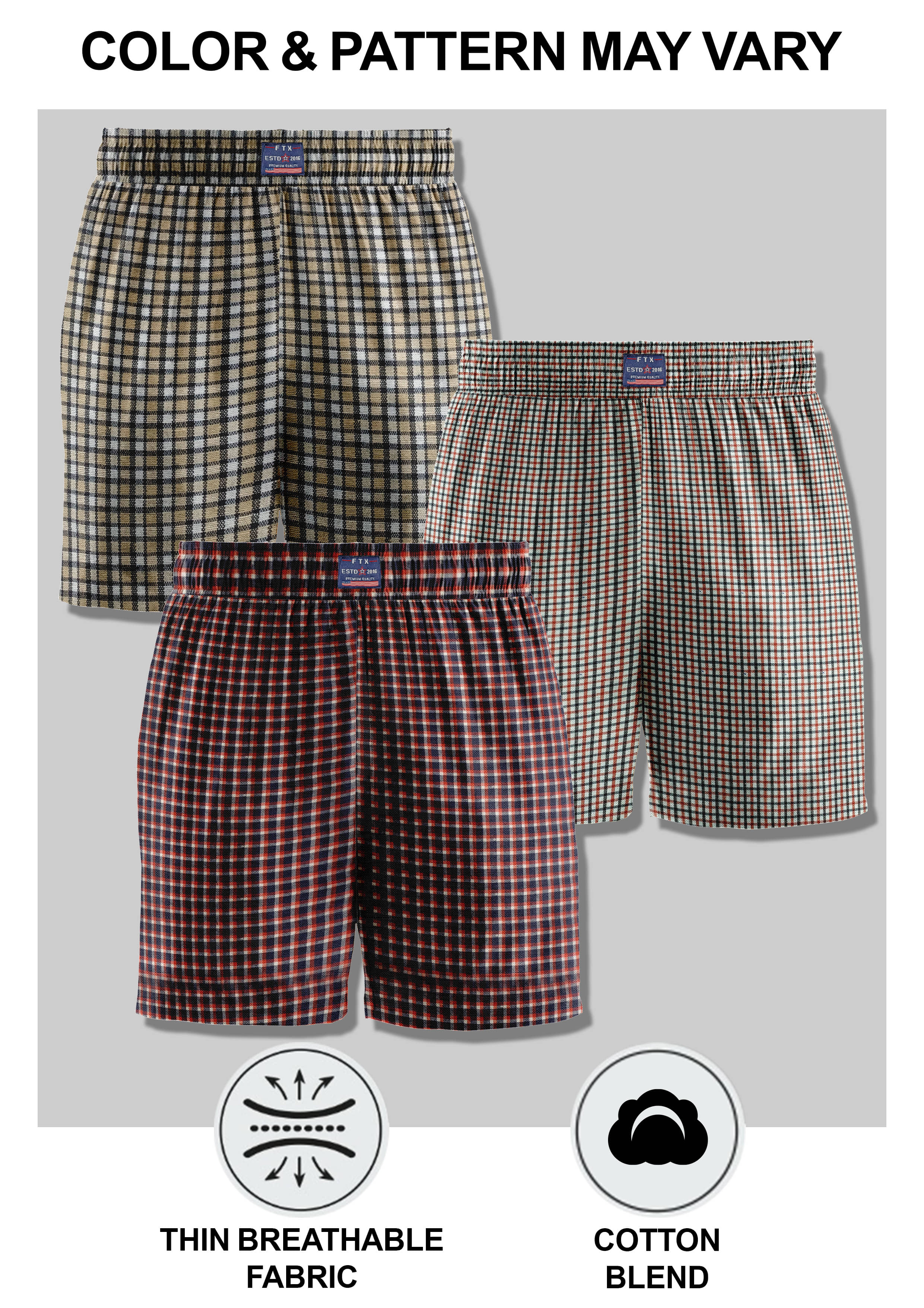 FTX Pack of 3 Cotton Blend Boxers For Men's ( Maroon )