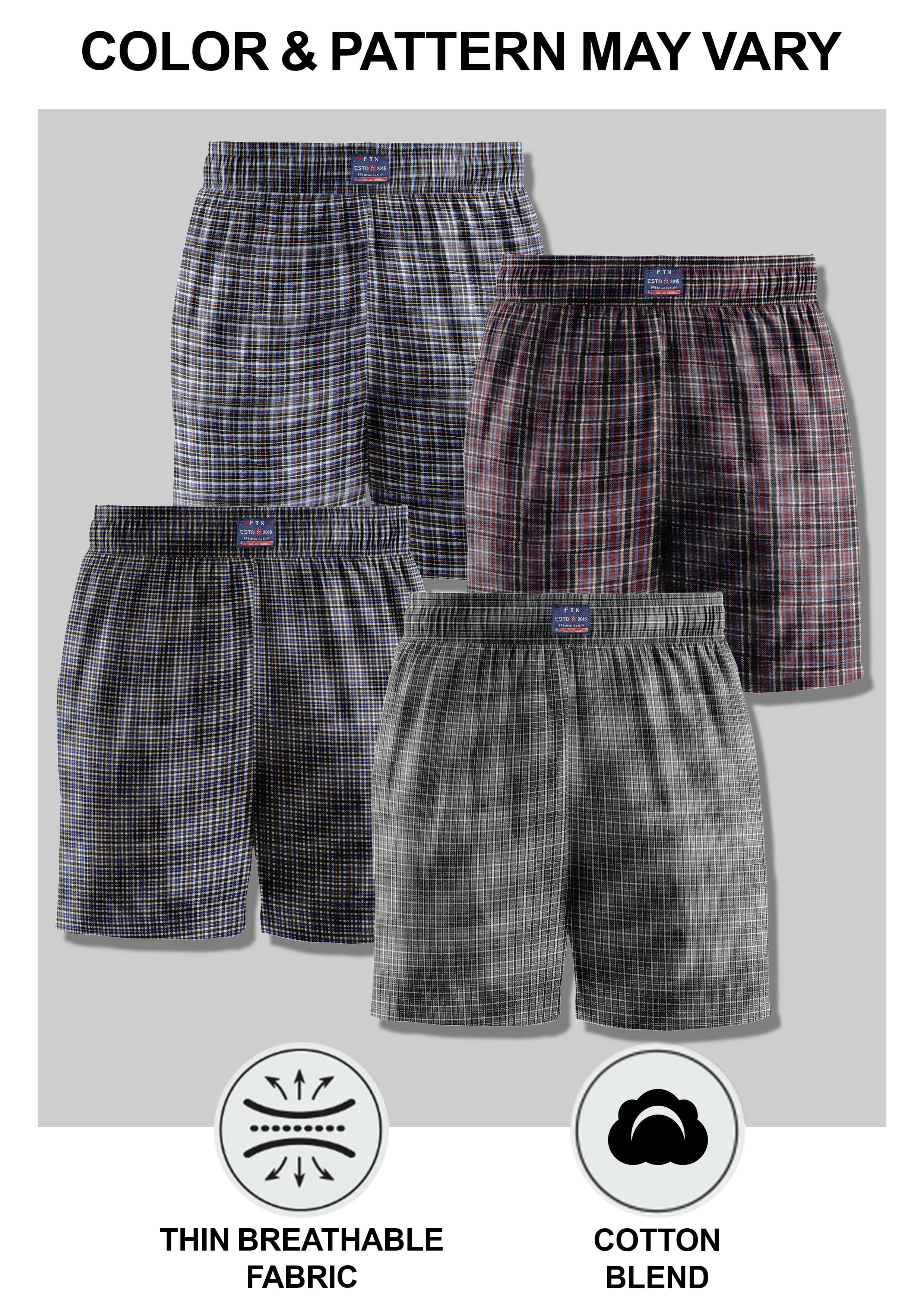     			FTX Pack of 4 Cotton Blend Boxers For Men's ( Black )