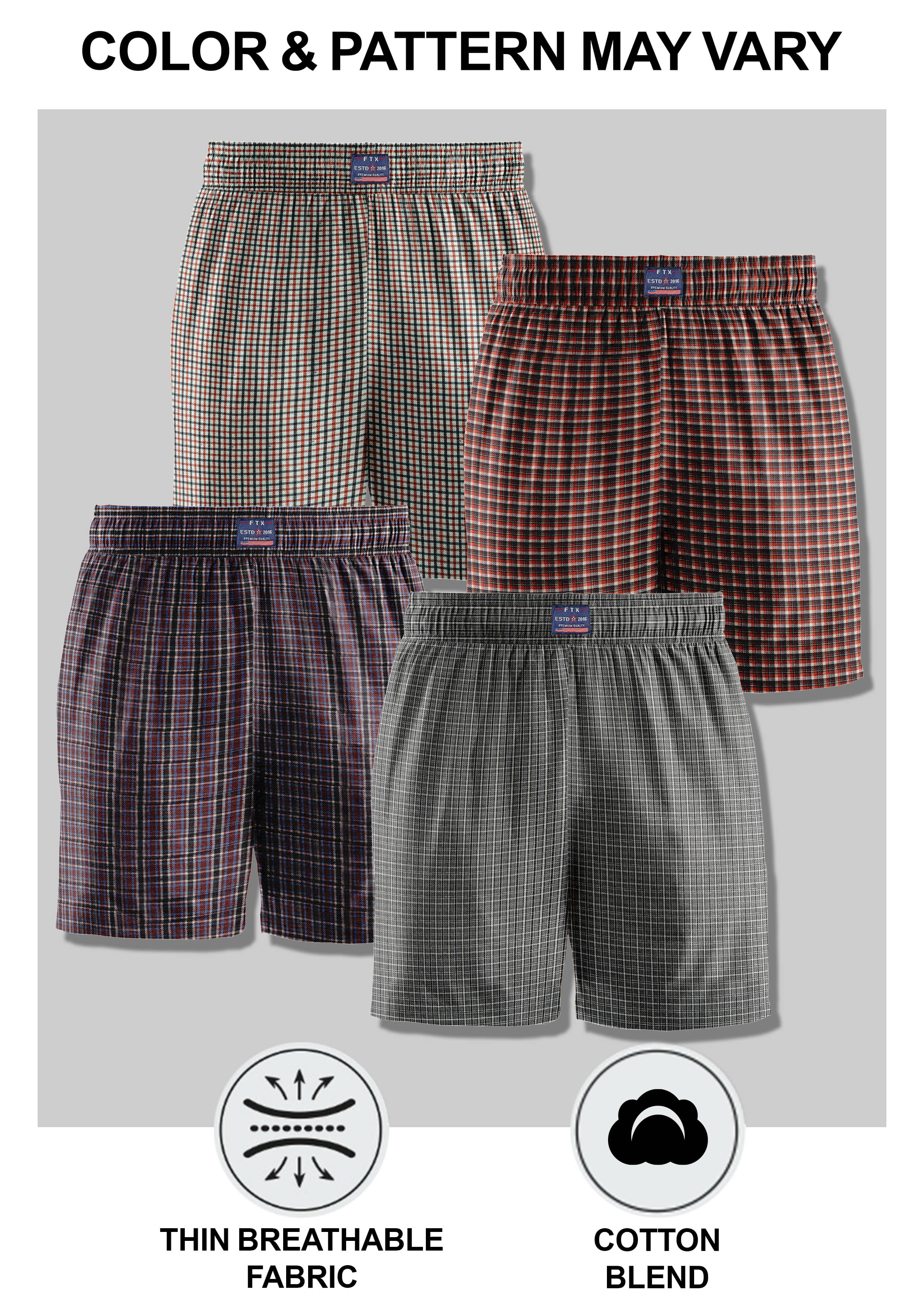 FTX Pack of 4 Cotton Blend Boxers For Men's ( Maroon )