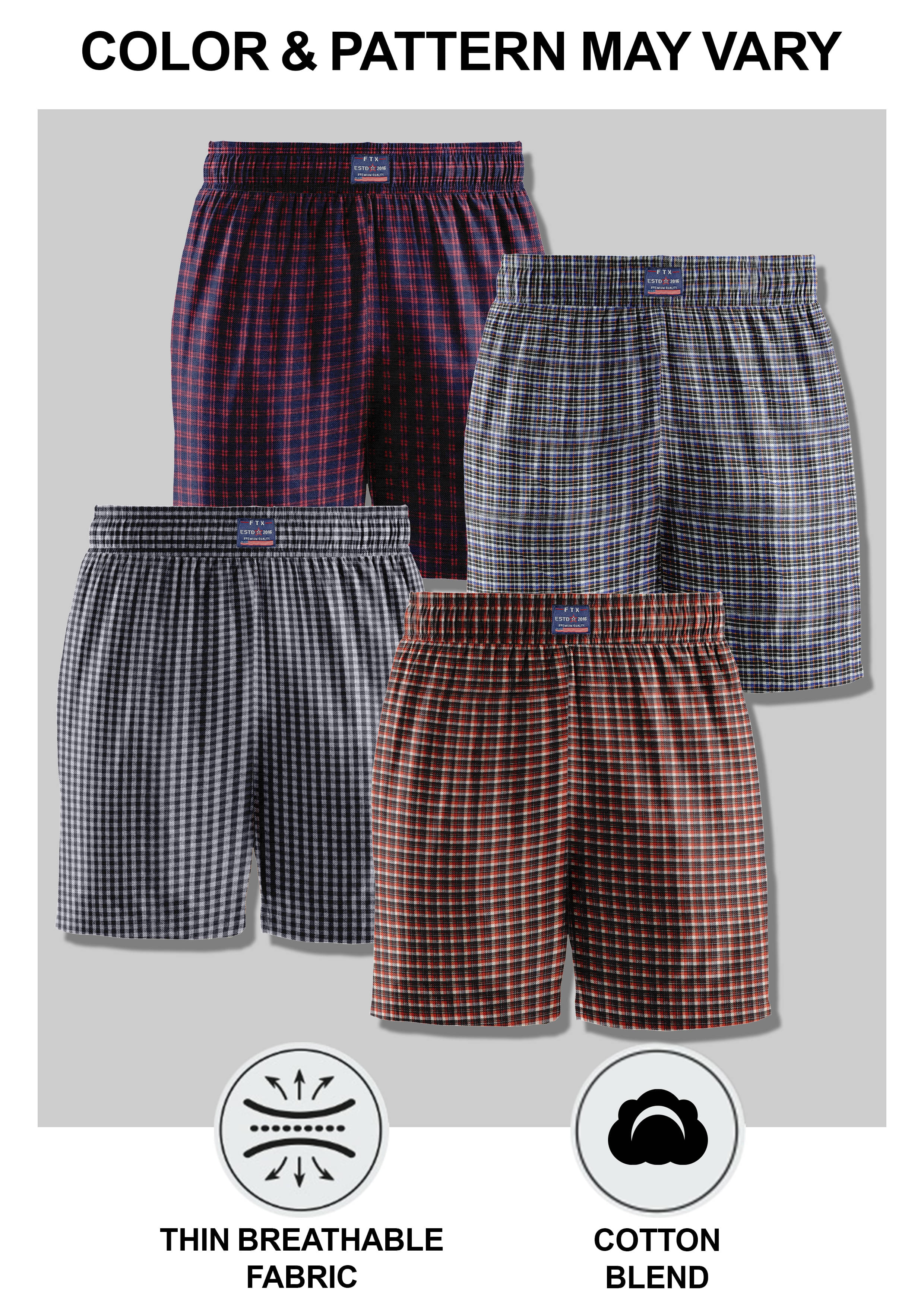     			FTX Pack of 4 Cotton Blend Boxers For Men's ( Grey )